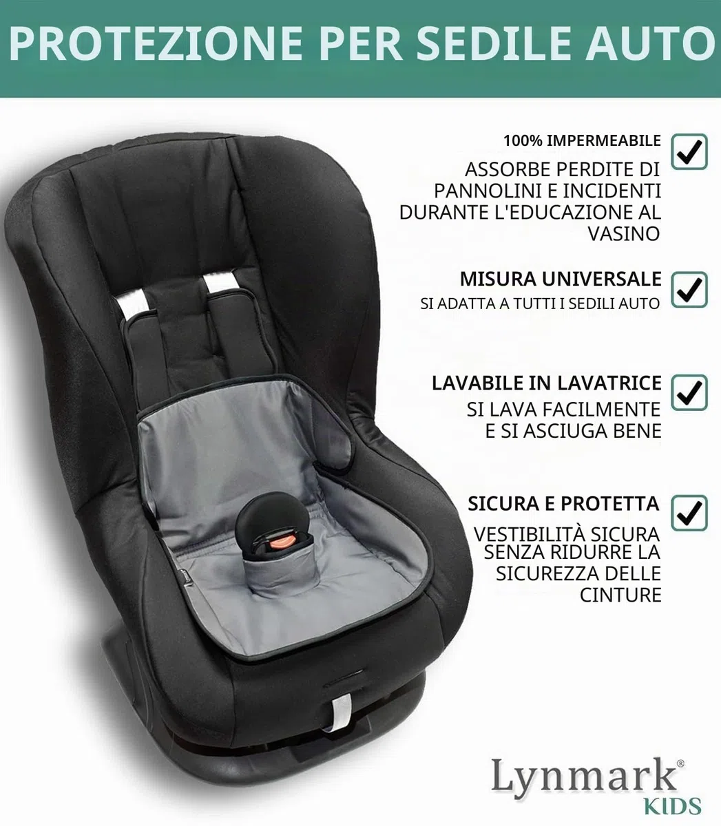 Lynmark Potty Training Car Seat Protector per bambini fino alla scuola materna, perfetto per i viaggi. Sicuro per tutti i seggiolini auto e passeggini. Imbottitura ultra assorbente Piddle pad