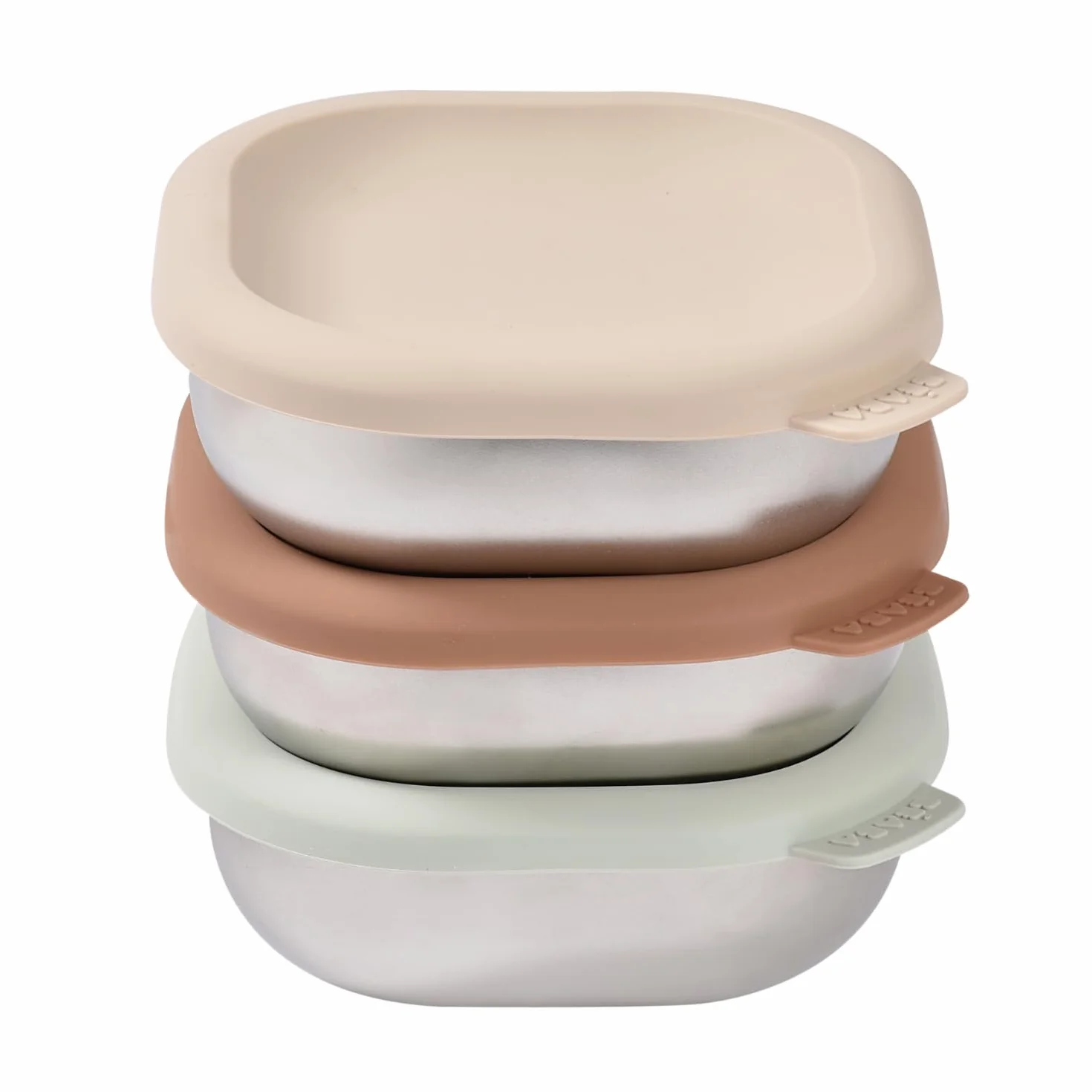 BÉABA Box Pappa Inox – Vasetti Ermetici per Bebè, Purè e Merende, Resistenti e Infrangibili, Senza BPA, Congelatore e Microonde – Natural Set