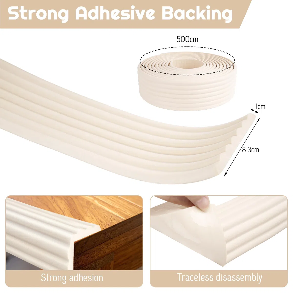 Paraspigoli per Bambini, 5 m x 8 cm Paraspigoli Schiuma per Neonati, Autoadesiva Schiuma Anti Collisione Sicurezza, per Mobili, Letto, Davanzale e Scrivania (Bianco)