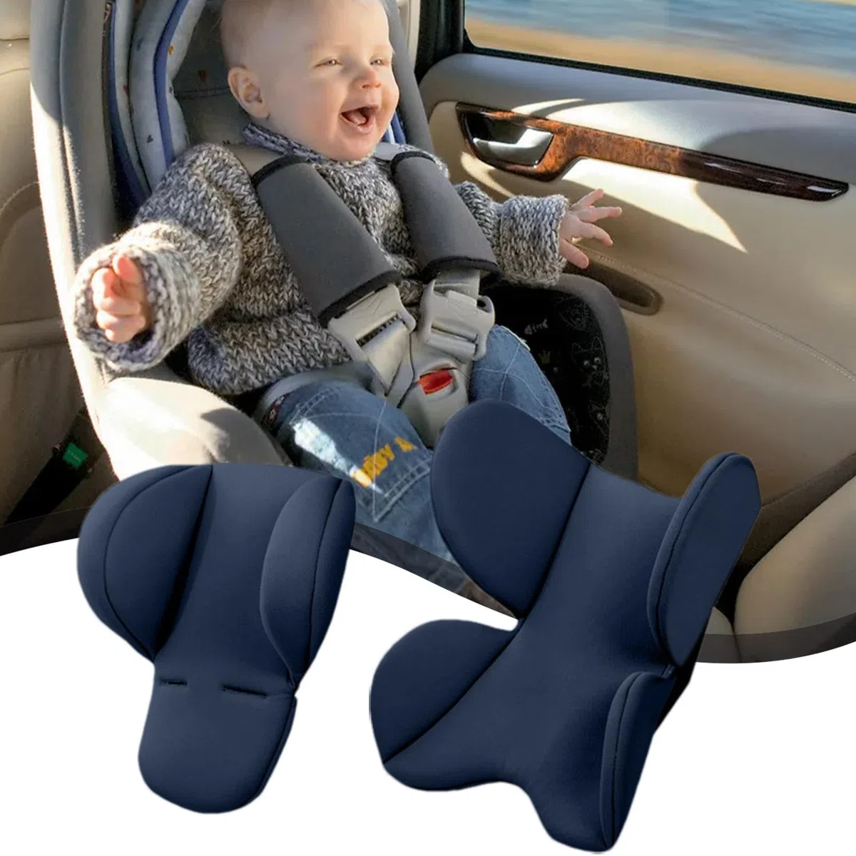 Inserto per cuscino per seggiolino auto per neonato, supporto per testa per seggiolino auto per neonato,Supporto per testa e corpo del seggiolino auto - Poggiatesta di supporto per corpo, supporto