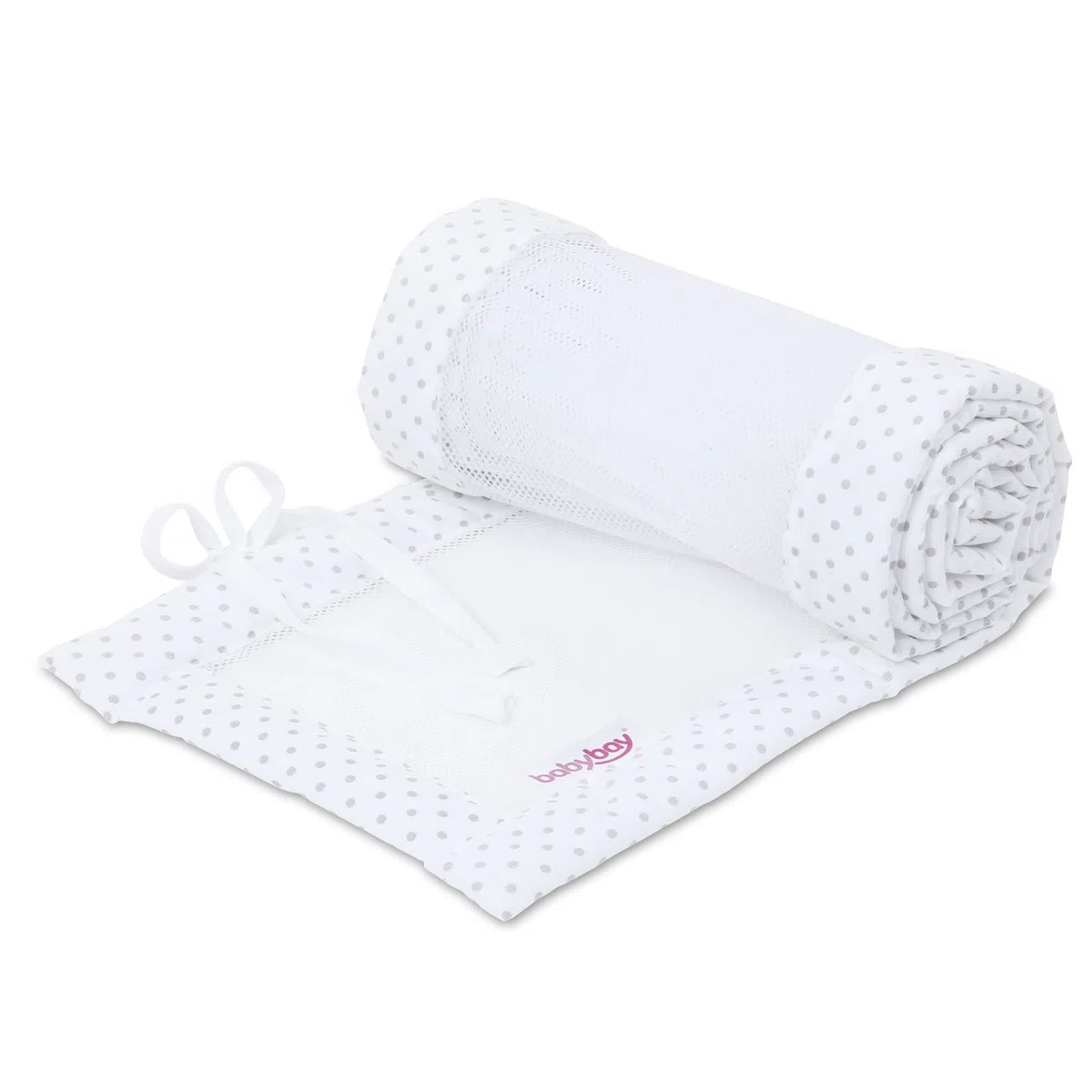 Babybay Babynest Mesh-Piqué Suitable For Model Original, White Points Pearl Grey - 180 g