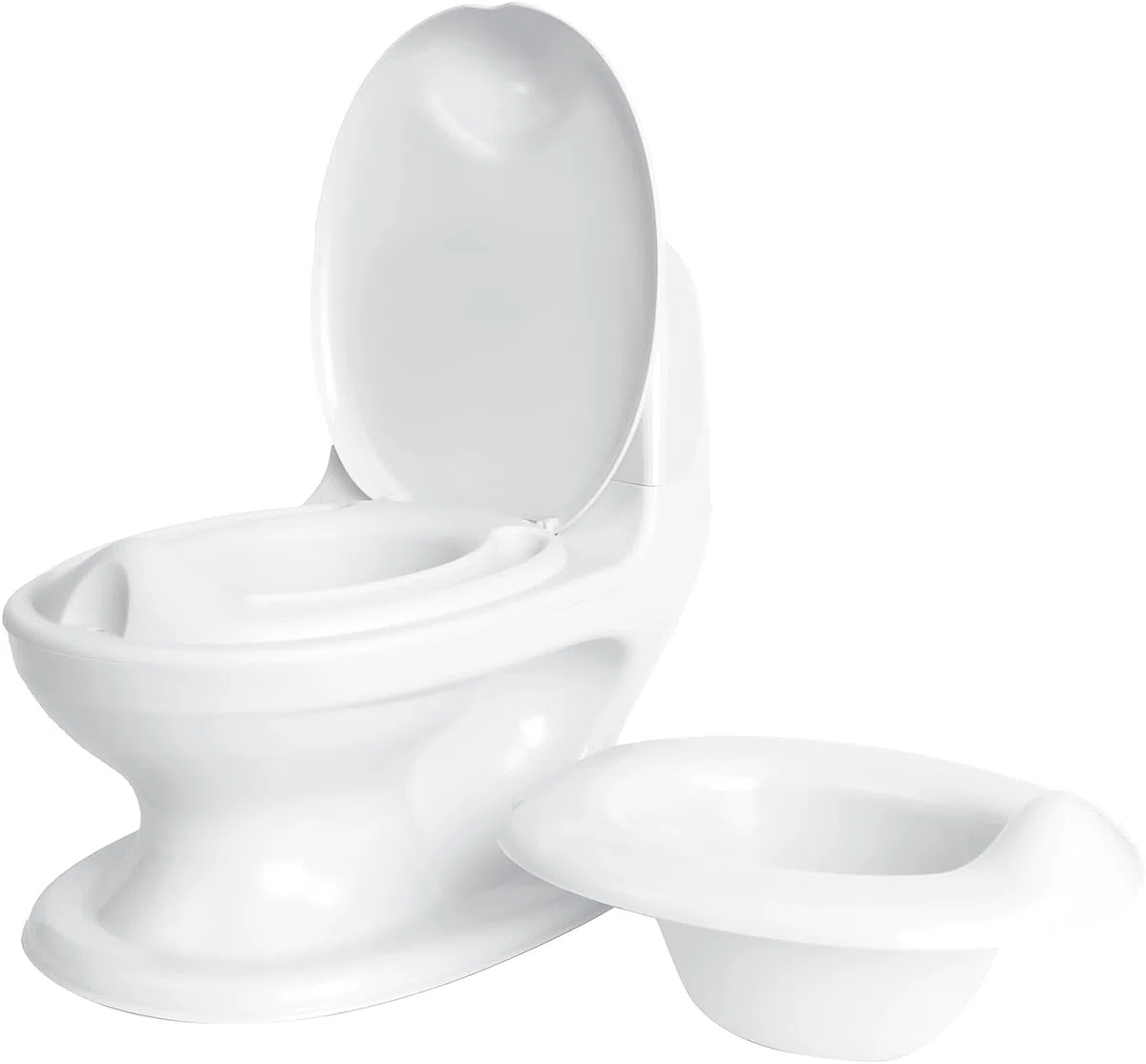 Nuby Dr. Talbot's - My Real Potty - Vasino per bambini con suono di sciacquone - Allenatore di toilette per bambini - con suono reale e batterie incluse - WC grigio e bianco - 18+ mesi