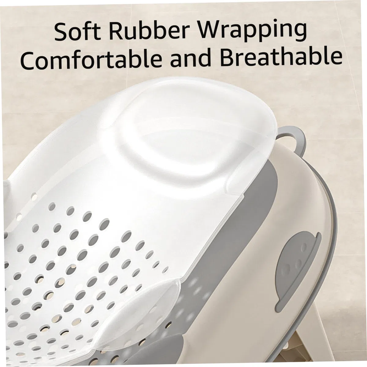 Supporto per il bagnetto - Seggiolino per vasca da bagno antiscivolo con supporto morbido per la colonna vertebrale e piedini pieghevoli, grigio