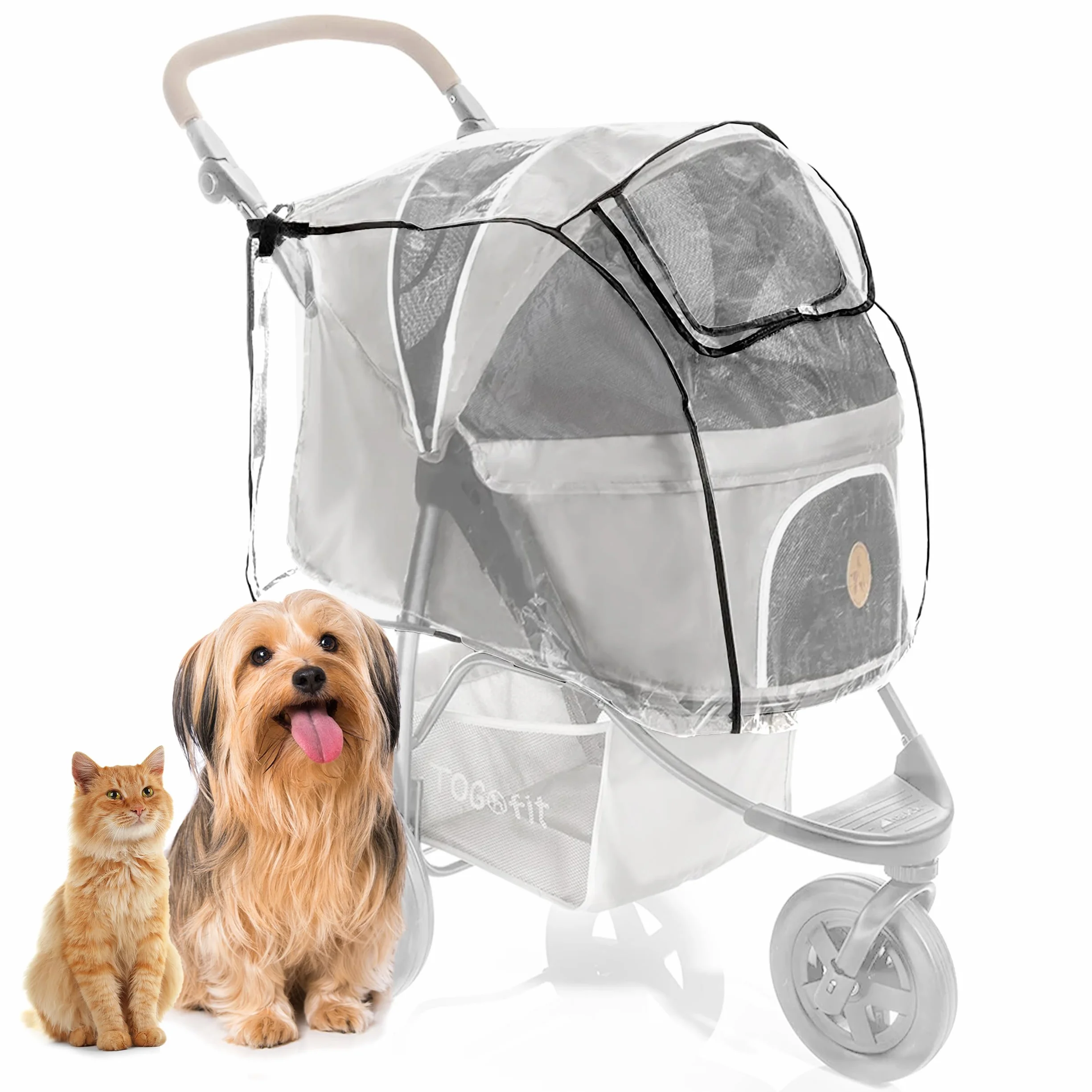 Zamboo Protezione Parapioggia Passeggino per Cani, Gatti, Conigli - Antipioggia con Finestra, Ventilazione e Cerniera (Carrozzina non inclusa)