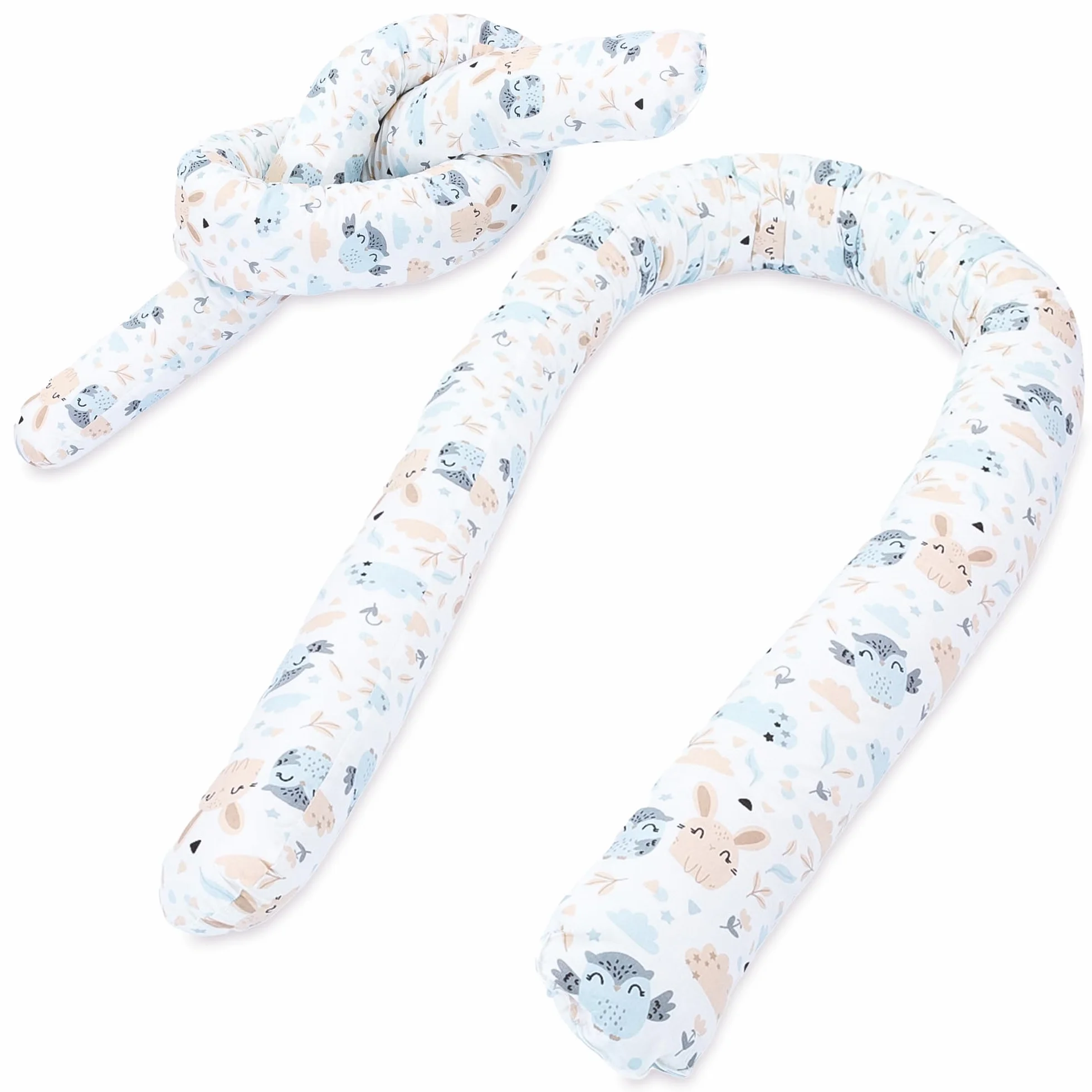 Totsy Baby Cuscino XXL a Forma di Serpente per Letto, Cuscino da Allattamento, Cuscino Decorativo, Protezione per Il Bordo del Letto, paracolpi XL Stelle Grigie su Bianco 400 cm Certificato Oeko-Tex