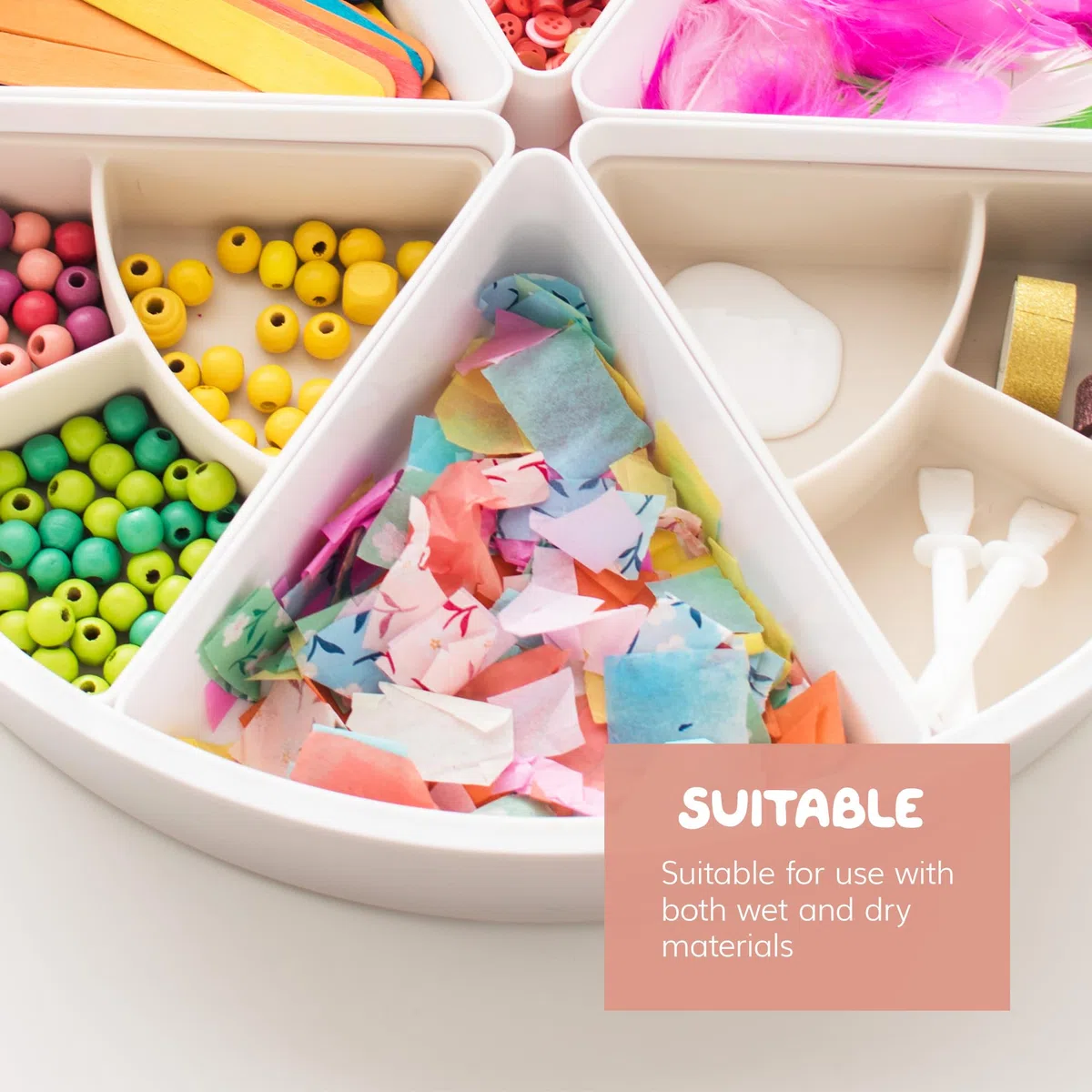 Inspire My Play,3xscomparti in silicone per l'ordinamento e l'organizzazione,Compatibile con vassoio sensoriale,Giocattoli per attività e sviluppo precoce per bambini disabili,Shell Pink