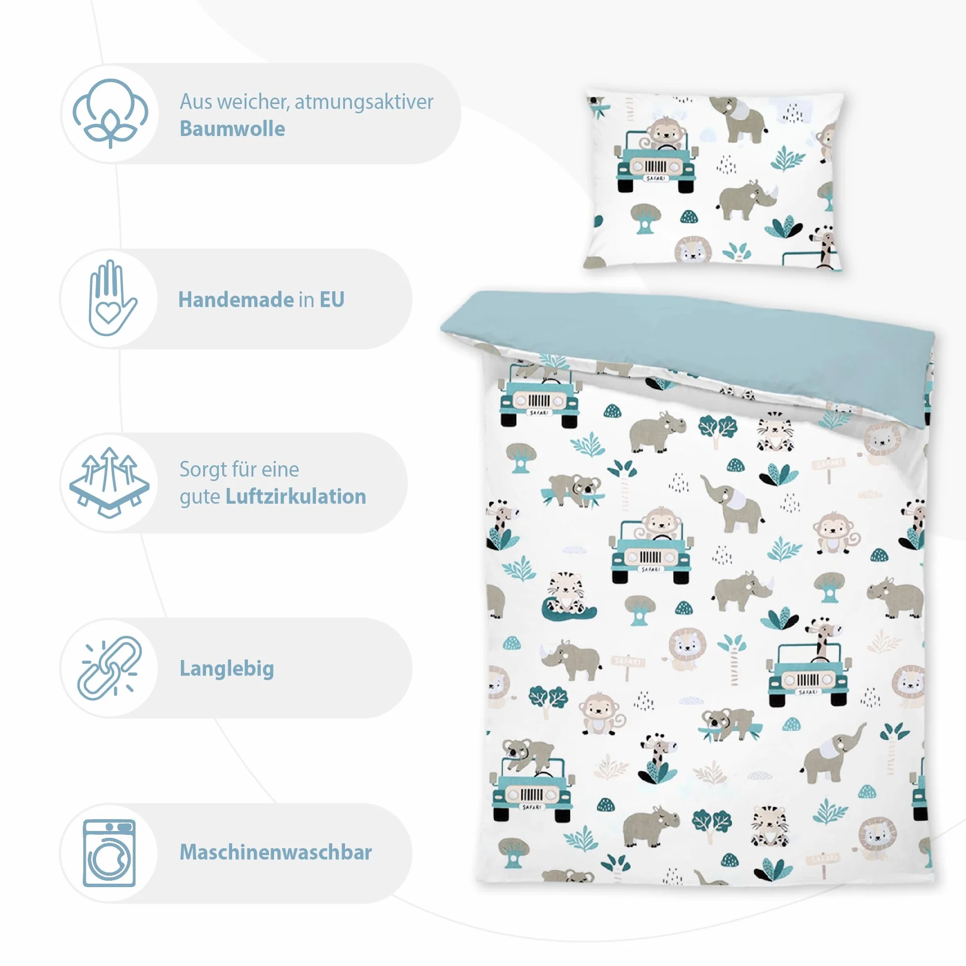 Totsy Baby Copripiumino lettino neonato 100x135 cm - Cotone parure di copripiumini bambino e bambina per culla Set lenzuolo per piumino 100 x 135 cm con federe 60 x 40 cm Oeko-Tex