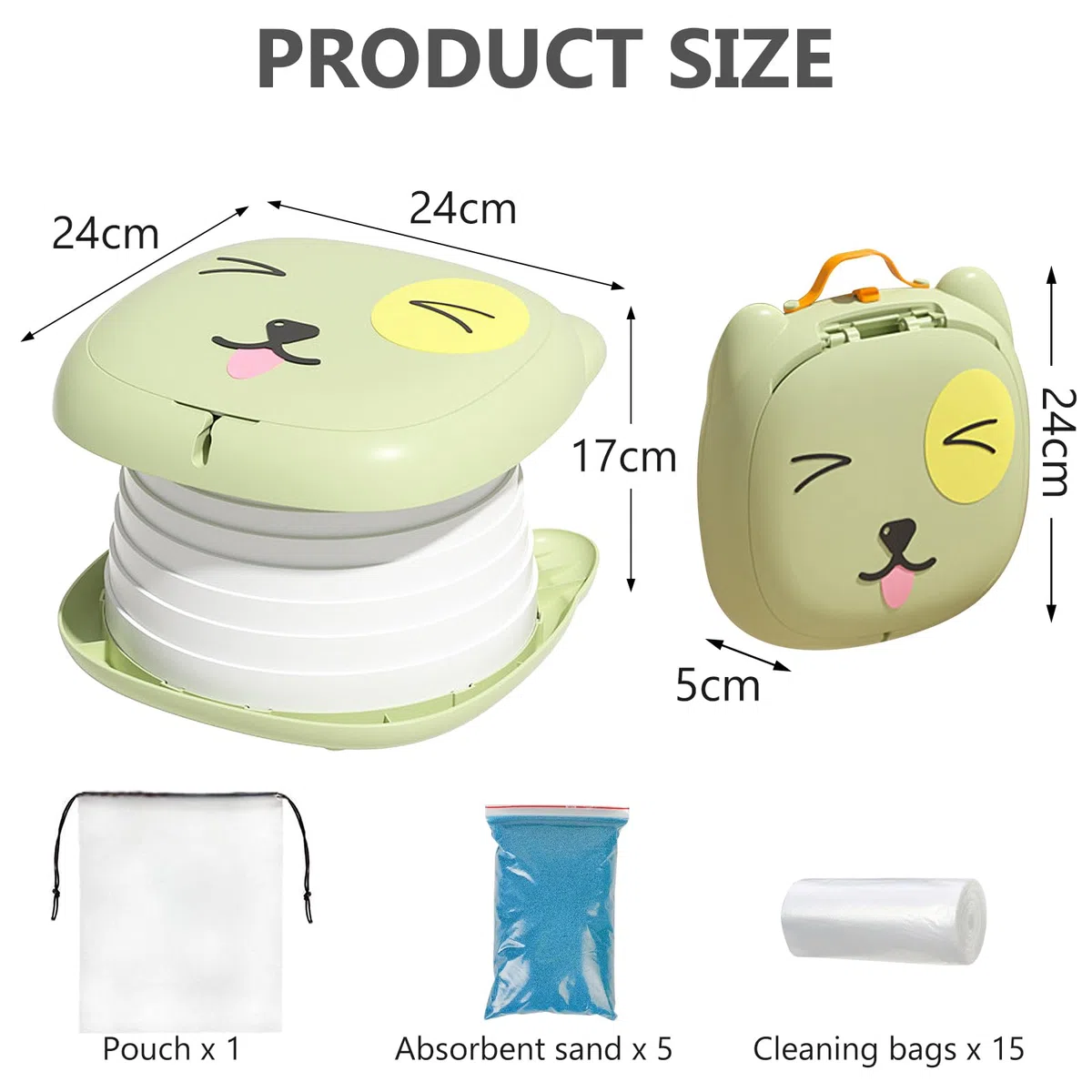 Vasino Portatile per Bambini da Viaggio, 4 in 1 Vasino per Bambini WC Pieghevole Facile da Usare Vasino da Viaggio per Bambini con Borsa Sedile Riduttore Portatile Interni ed Esterni, 15 Borsa, Verde