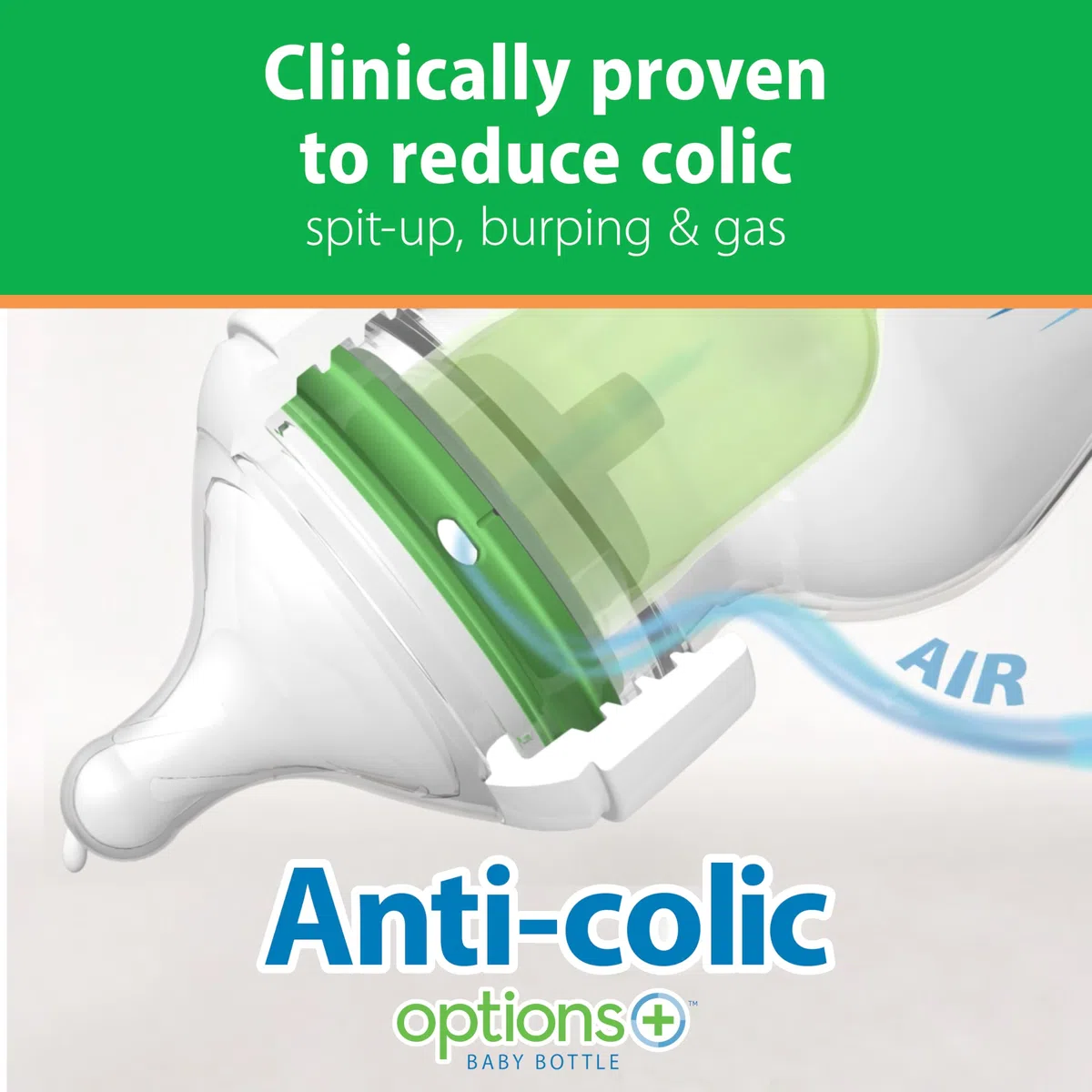 Dr. Brown's Natural Flow Options+ Biberon anti-coliche a collo largo, in vetro, verde, 270 ml