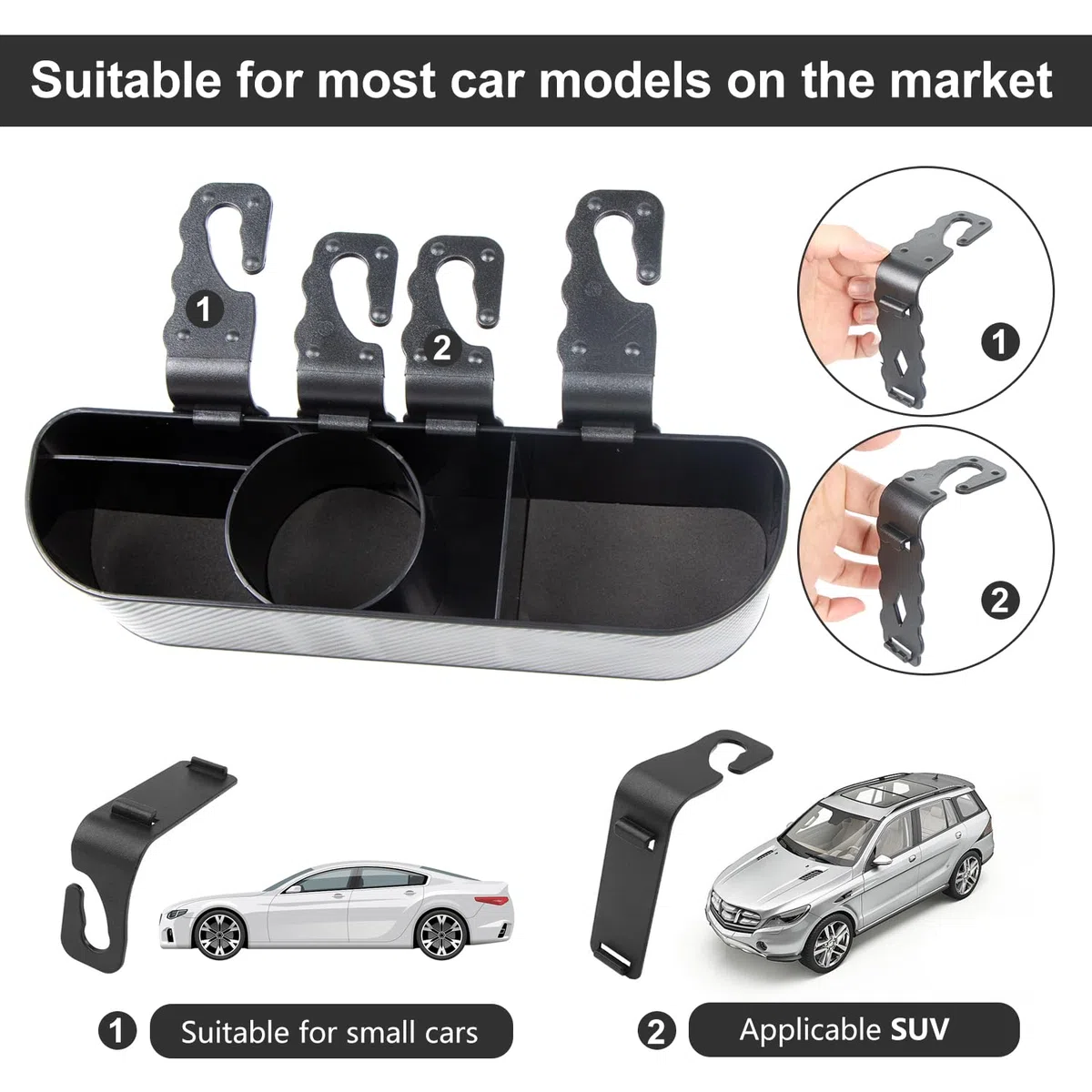 Organizzatore Sedili Posteriori Auto, Multifunzionale Organizer per Bambini e Adulti con Portabicchieri e Gancio per Poggiatesta, Accessori da Viaggio Autoveicoli (Nero)