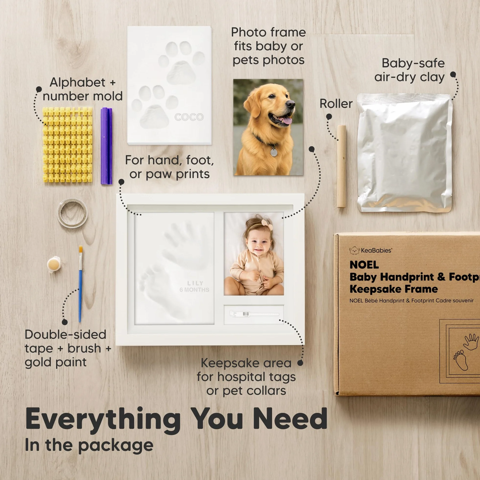 Kit personalizzato per impronte di mani e piedi del bambino - Decorazioni per la scuola materna con impronte di mani e piedi del bambino - Regalo per neonati, ragazzo, ragazza (Alpine White)
