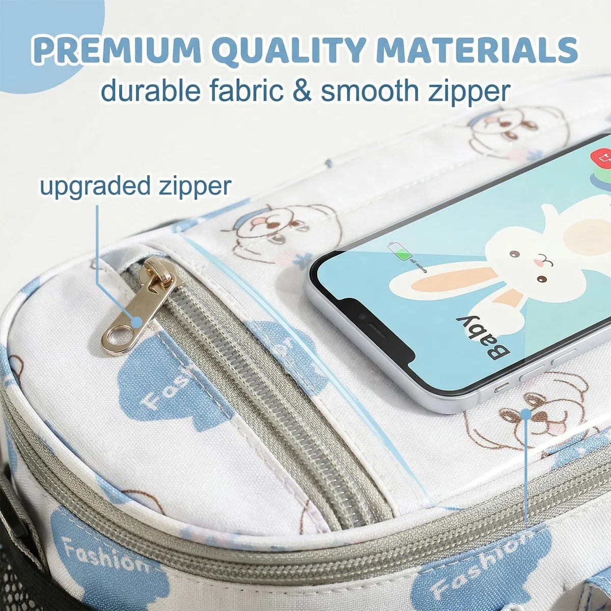 Borsa Passeggino Universale, Impermeabile e Resistente Borsa Carrozzina Neonato con Supporto di Tazza, Borsa Telefono e Tracolla, Adatta Alla Maggior Parte dei Passeggini