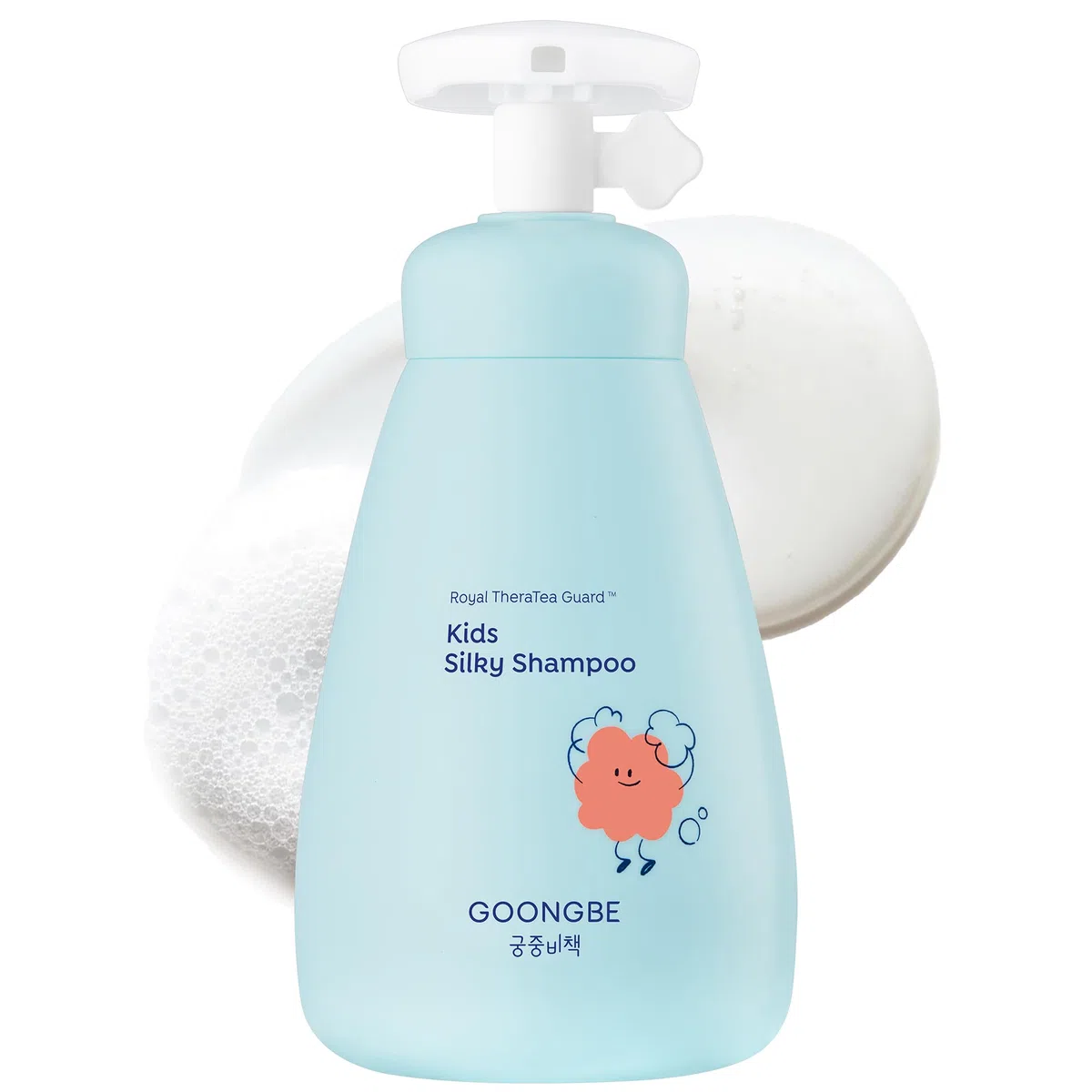 GOONGBE Shampoo setoso per bambini, shampoo ammorbidente coreano per bambini, cura brillante e lucida per capelli deboli, crespi e inclini ai nodi, formula a basso pH e senza silicone, profumo senza