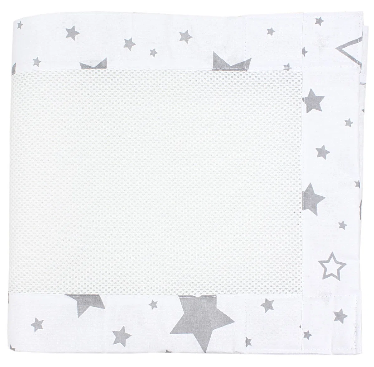 TupTam Protezione Paracolpi per Lettino Nido per Neonati Traspirazione Air Mesh 2 Pack, Grande Stelle Grigio/Bianco, ca.128 x 30 cm (per Lettino 140x70)