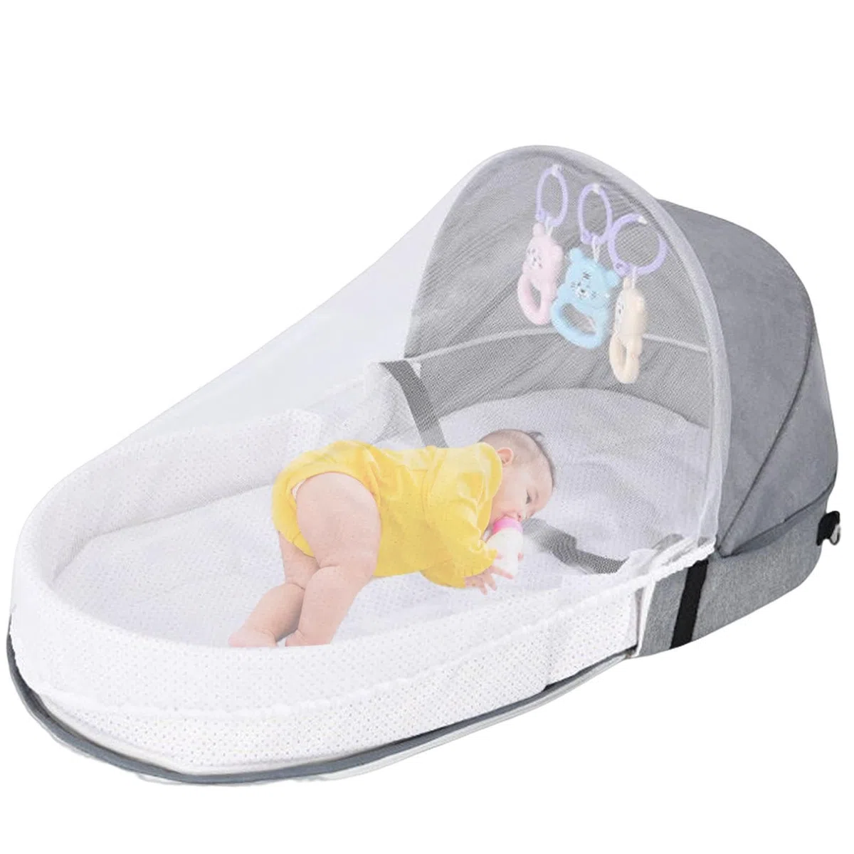 Lettino Da Viaggio Culla Per neonatis - Culla Pieghevole | Con Zanzariera, Nido Accogliente, Lettino Per Bambini | Culla Portatile Per Bambini Con Giocattoli Per Lo Sviluppo E Rete Traspirante