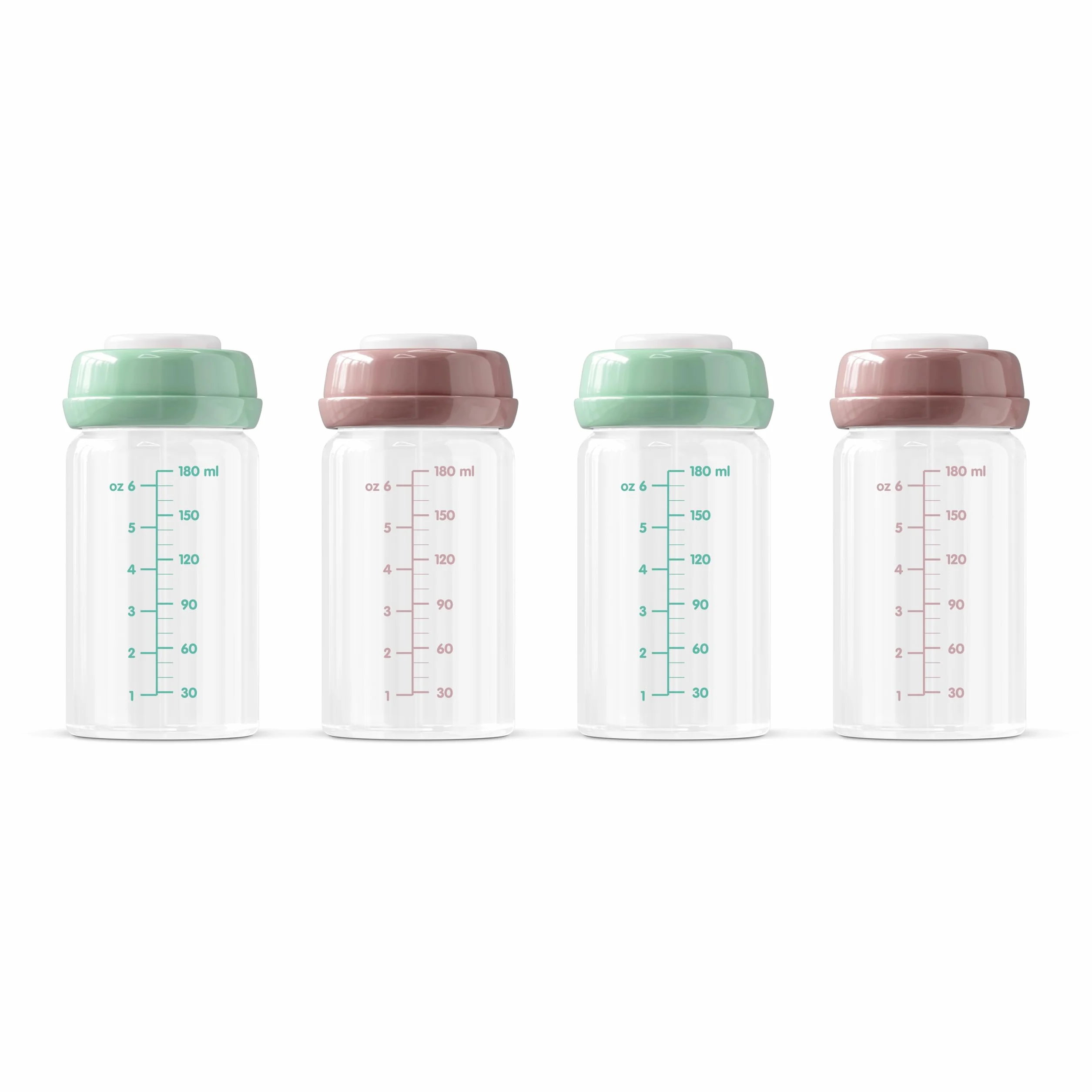 Bottiglie in vetro per latte materno di alta qualità, 180 ml, lavabili in lavastoviglie, adatte al congelatore e al microonde (4 bottiglie di vetro per conservare il latte materno, 4 x 180 ml)