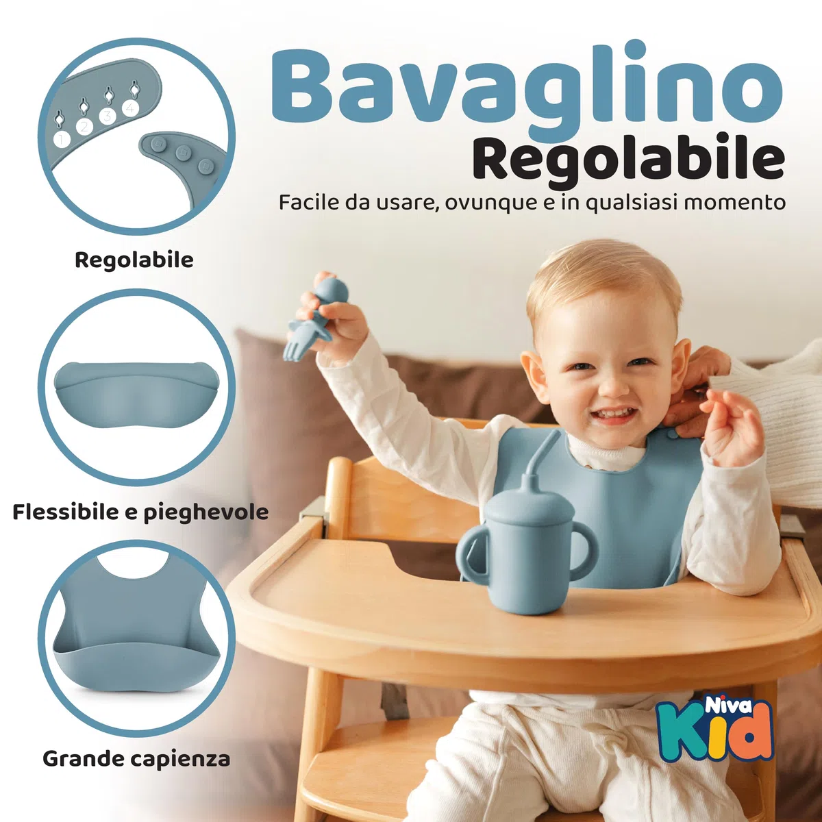 Set Pappa Svezzamento, Regalo Nascita Bimbo e Battesimo, Piatto con Ventosa in Silicone Alimentare, Senza BPA, Lavabile in Lavastoviglie, Set Neonato Completo, Idea Regalo Neonato