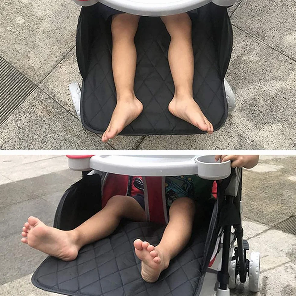 SIXRUN Poggiapiedi per Passeggino Accessorio Universale per Passeggino Supporto per Piede Regolabile in Tessuto Oxford 35x30x4 Cm per un Comfort Prolungato Vestibilità (BLACK)