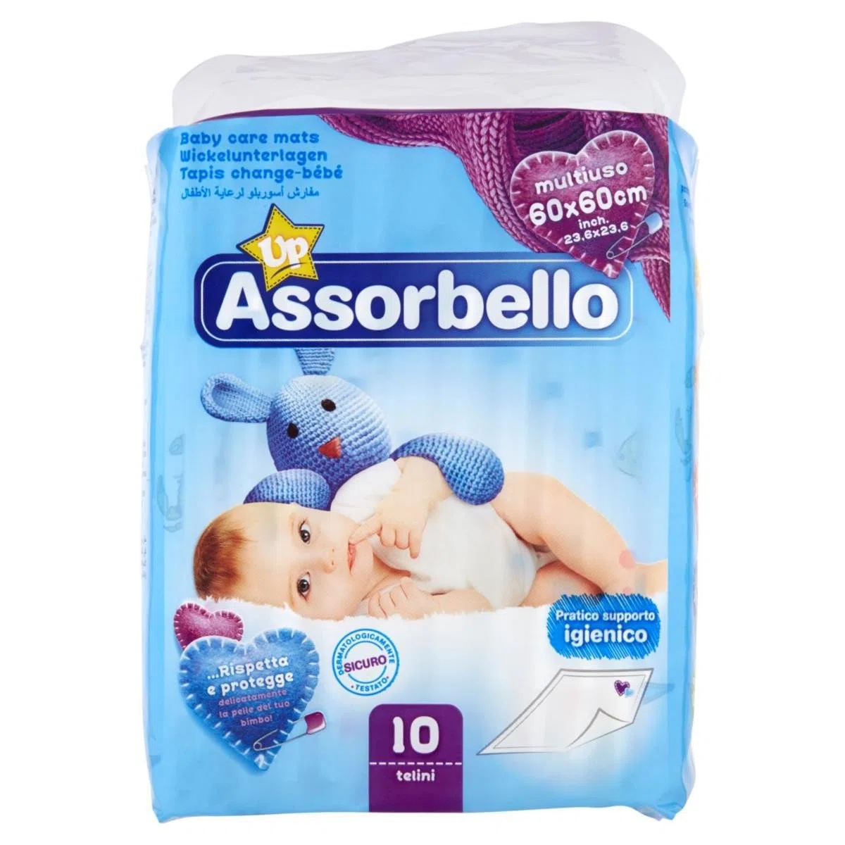 telini igienici multiuso 60x60 cm, 30 pz, 1 strato, senza profumo, per tutti i tipi di pelle