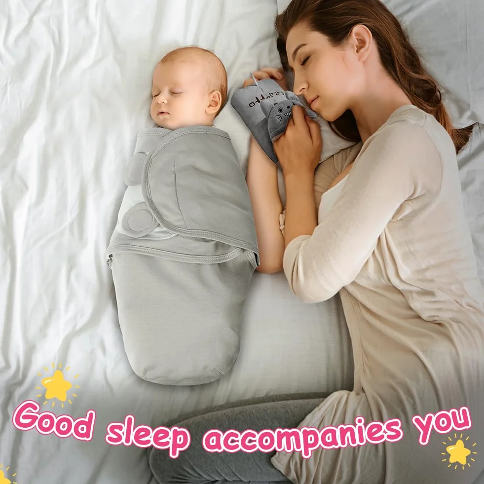 Coperta Neonato Swaddle, 3 Pezzi Sacco per il Sonno Ergonomico, Copertina Avvolgente Regolabile per Neonato, Morbido e Confortevole, Adatto per Neonati 0-3 Mesi
