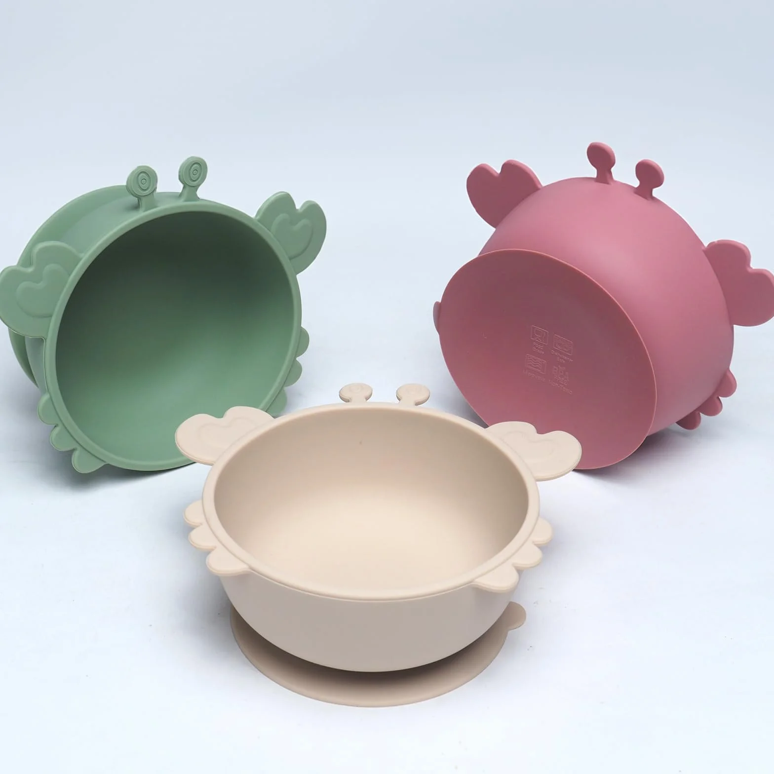Set di 3 Ciotole per Bambini con Ventosa, Ciotola con ventosa per bambini, set pappa svezzamento Senza BPA, Antiscivolo Ciotola per Alimenti in Silicone per Neonati, Bambini Piccoli e Infanti
