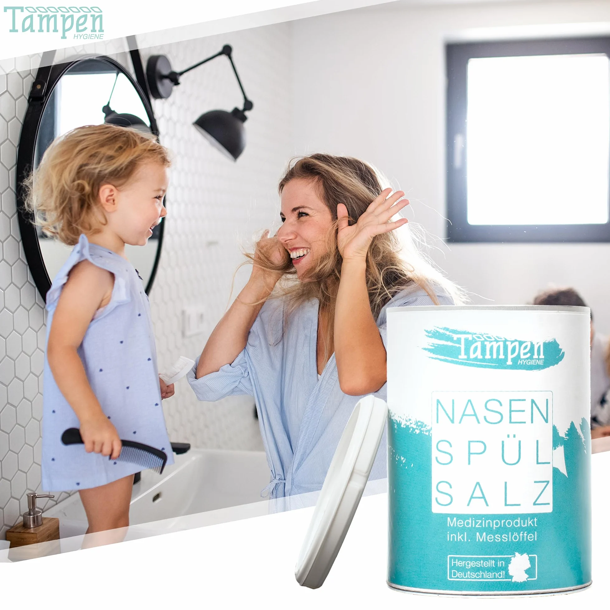 Tampen Hygiene, Nasenspülsalz, sale per lavaggi nasali (sfuso), con cucchiaio dosatore. 120 applicazioni. Ricarica da 300 g. Sale per docce nasali (etichetta in lingua italiana non garantita)