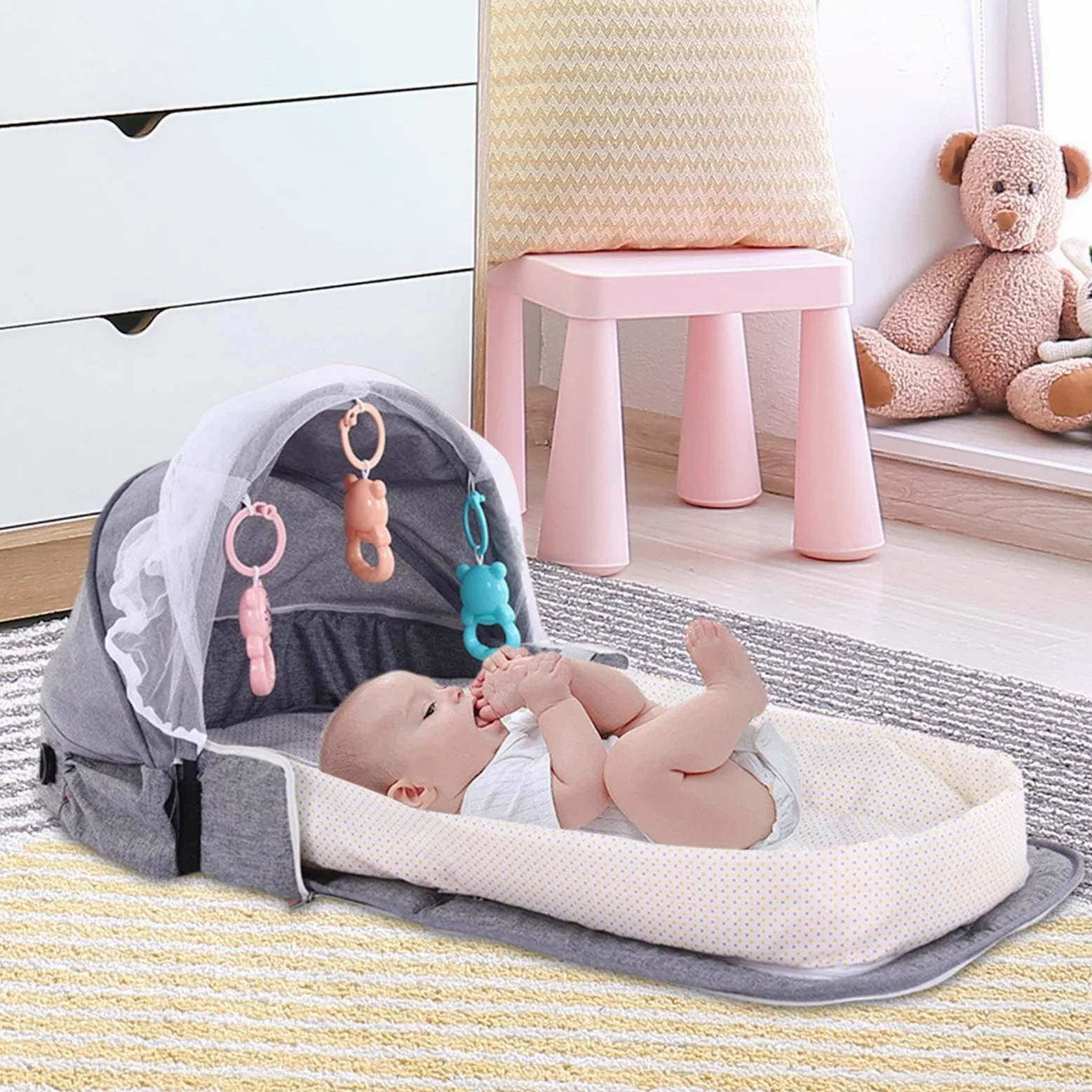 Culle portatili, culle da viaggio per bambini | Lettino da viaggio leggero con capsula da viaggio | per bambini, capsula da viaggio leggera, culla traspirante, lettino pieghevole, borsa