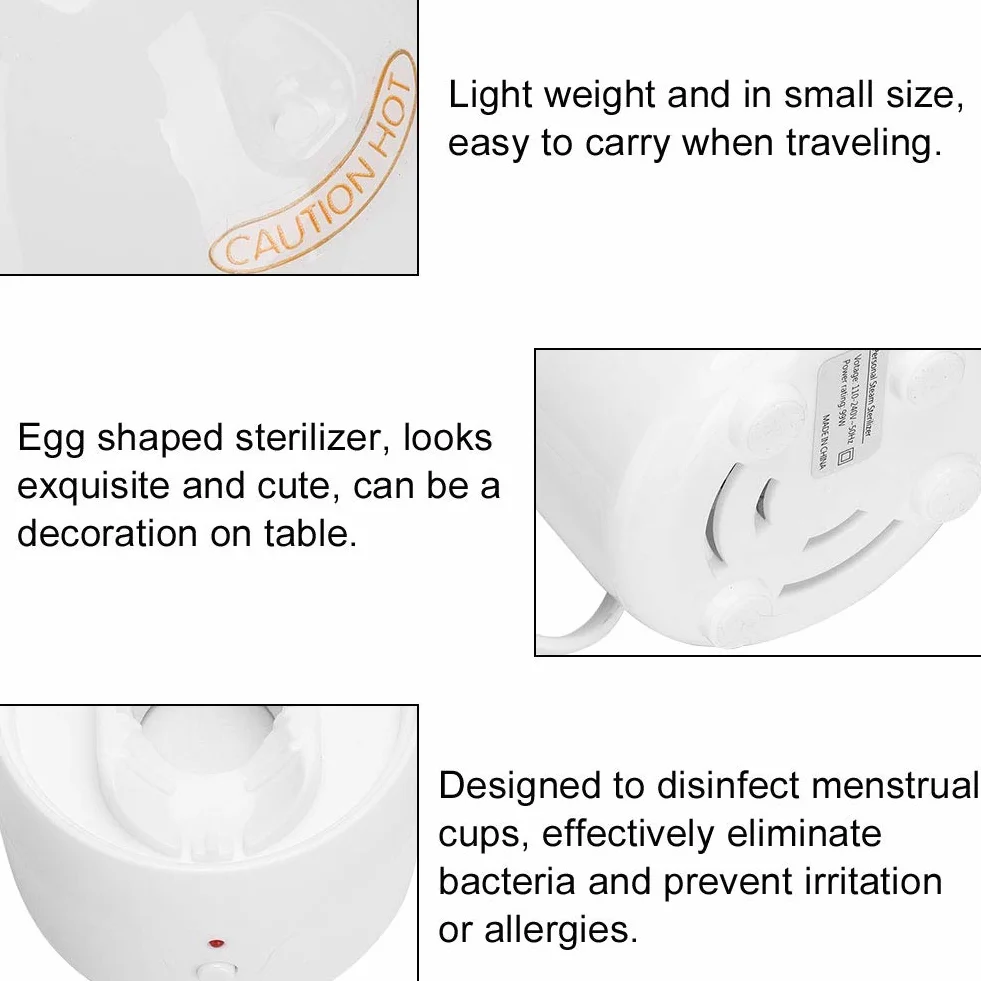 Coppette Mestruali Elettriche, Macchina per Sterilizzazione a Vapore 3 Minuti, Macchina per la Disinfezione Rapida ad Alta Temperatura per le Donne Che Viaggiano(EU)