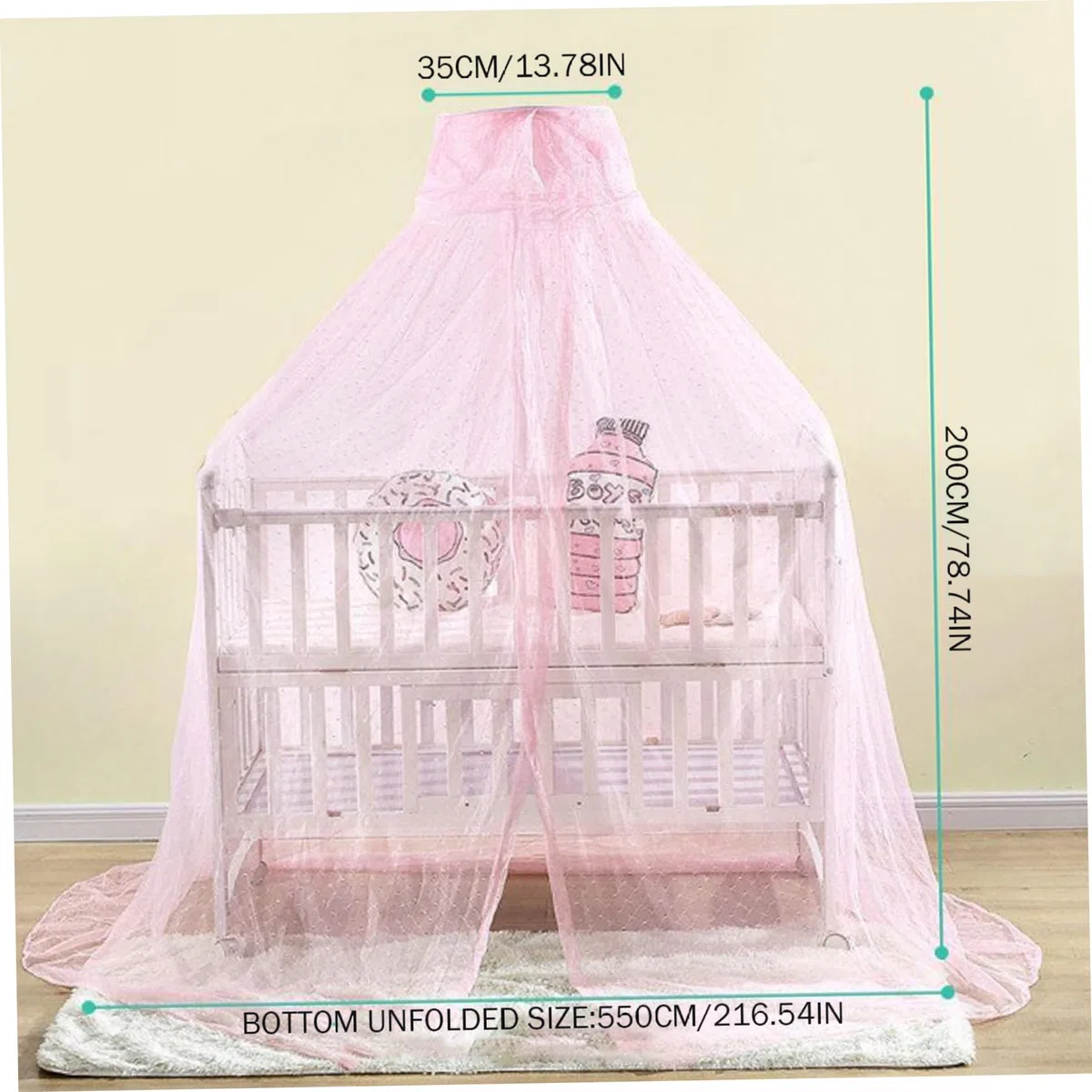 NIDONE Canopiale, tettoia traspirante in maglia fine baby -baldacchino, tenda per culla a pattern jacquard, rete di zanzare per la circonferenza di 16, 4 piedi letto per bambini