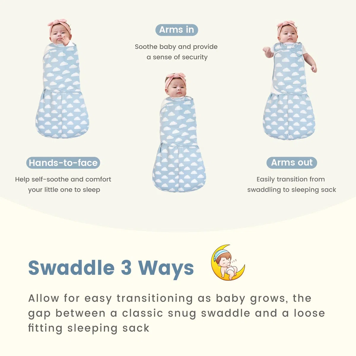 FUNUPUP Sacchino Nanna Estivo 1 Tog 0-12 Mesi, Swaddle Neonato in Cotone, Sacco a Pelo Leggero Primavera