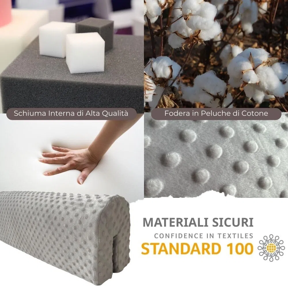Wonder Space Paracolpi per sponde letto per bambini - Imbottitura paracolpi per sponda di protezione - Anticollisione | Altezza aumentata | Prevenzione cadute | Sicurezza migliorata (90cm, Grigio)
