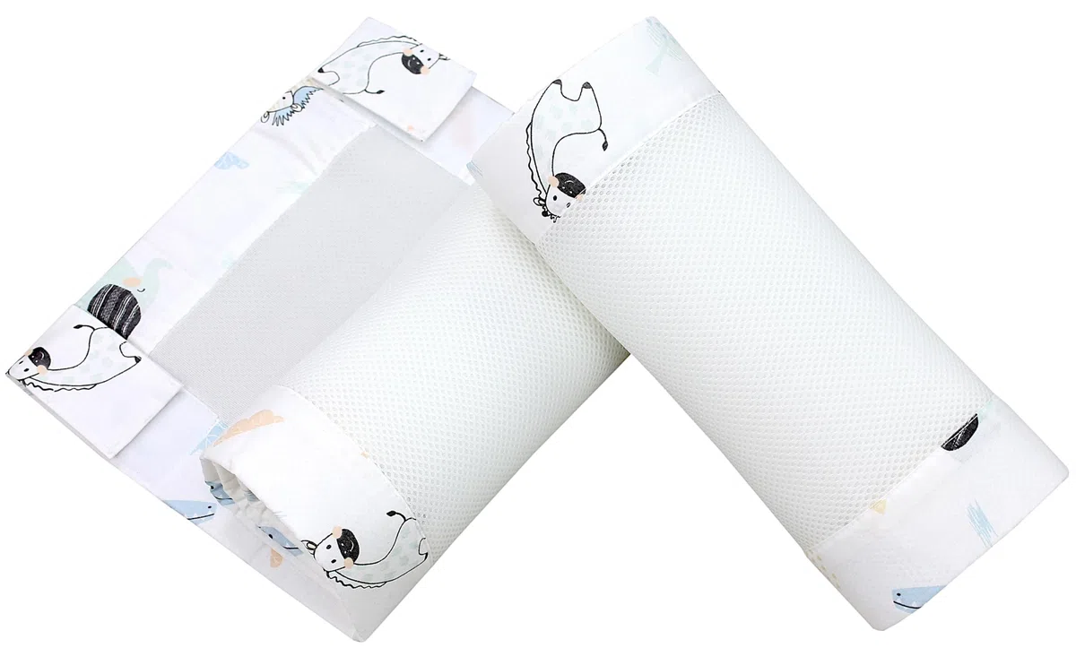 TupTam Protezione Paracolpi per Lettino Nido per Neonati Traspirazione Air Mesh 2 Pack, Animali Blu, ca.128 x 30 cm (per Lettino 140x70)