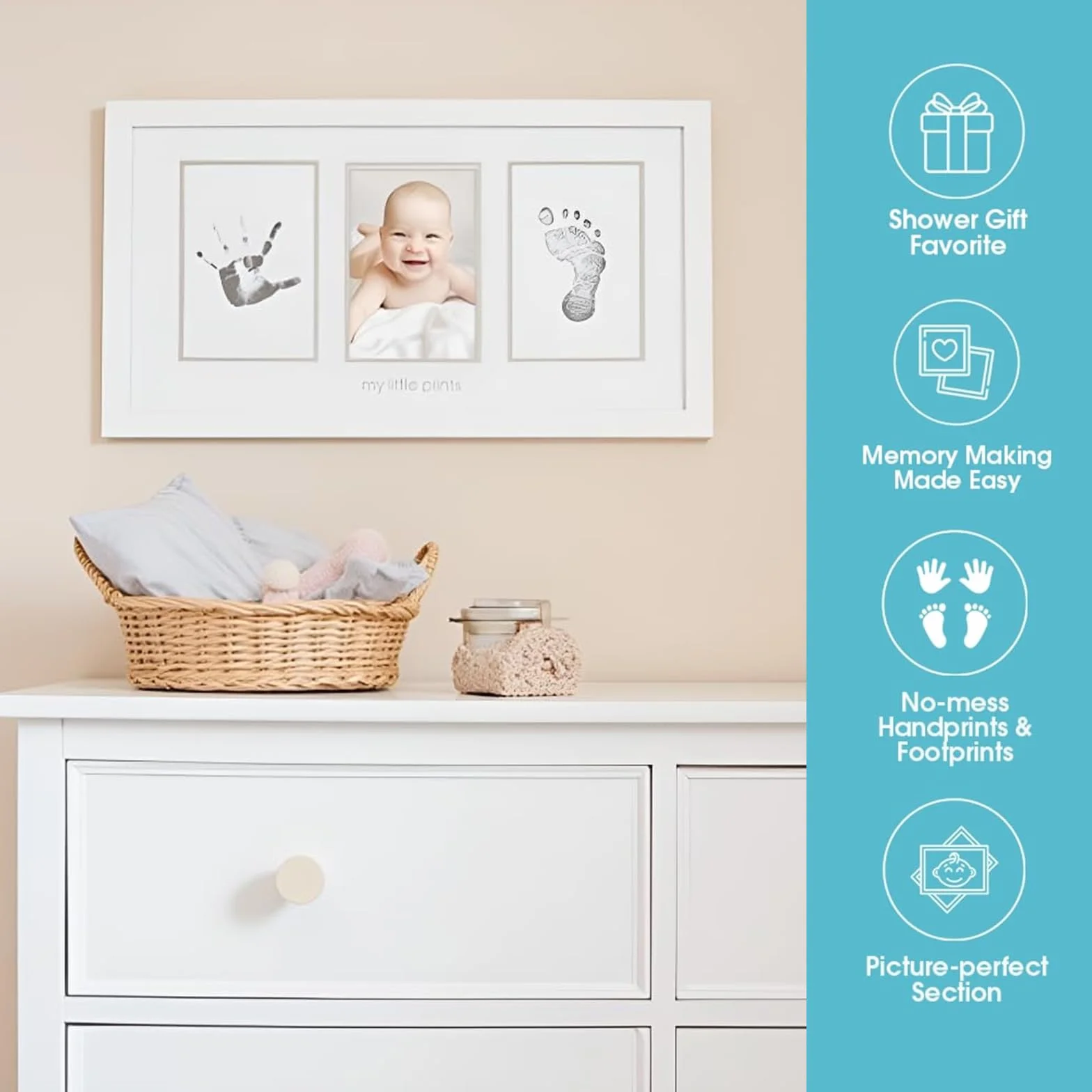 PANYI Cornice Impronta Mani e Piedi Neonati Kit Impronte Neonato Include 1 Tampone per Inchiostro e 3 Schede per Timbri con Istruzioni Adatto per Neonati, Regalo Battesimo Bimbo, Baby Shower