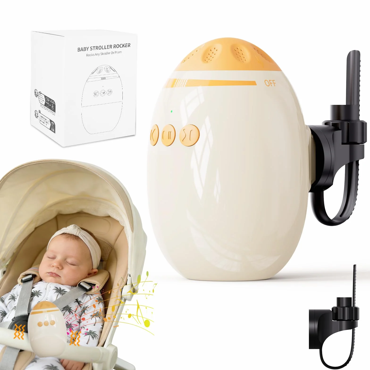 Dondola Passeggino Elettrico,Aiuto a Dormire per Bambini,Dondolo Passeggino Automatico Con 11 Canzoni Rilassanti per Dormire,Ricaricabile USB-C- Baby Rocker,Intensità Di Dondolio,Timer,Per Passeggino