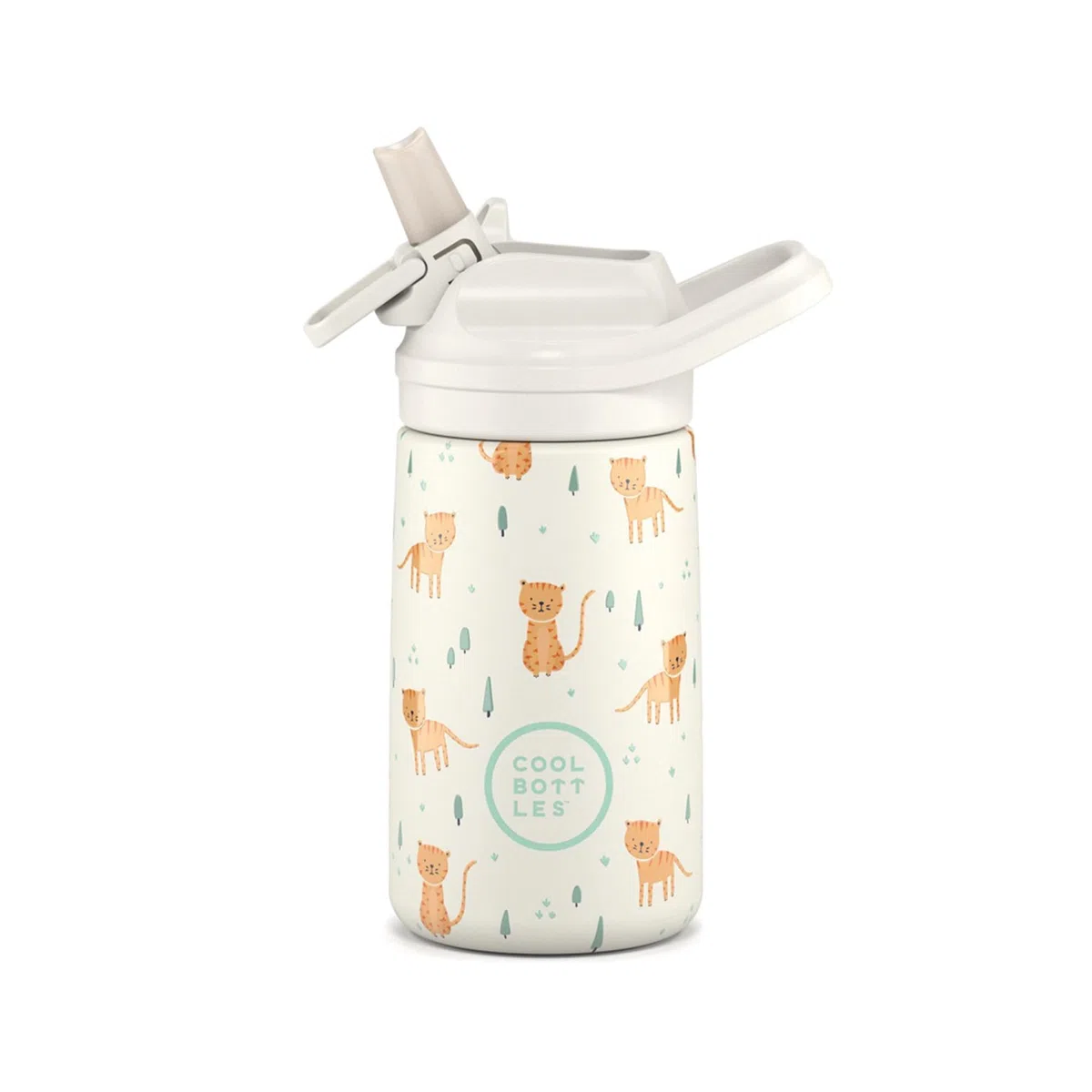 Cool Bottles - Bottiglia d'acqua in acciaio inox per bambini, bottiglia termica per bambini - Bevande fredde per 36 ore e calde per 18 ore- Whisker Kittens 350ml