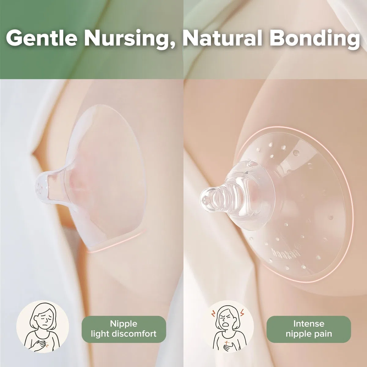 haakaa Nipple Shield Combo per neonati allattamento al seno, in silicone, per difficoltà durante l'allattamento, con borsa per il trasporto, base rotonda e ultra thin, 24 mm
