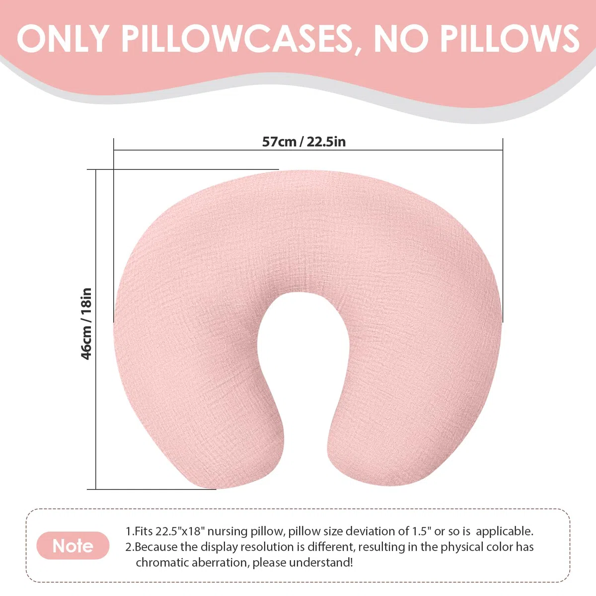 Winmany 2 confezioni di fodere per cuscino per l'allattamento in mussolina, morbide fodere per cuscino per l'allattamento in cotone per neonati, regalo per doccia per ragazzi e ragazze (rosa + fiore)