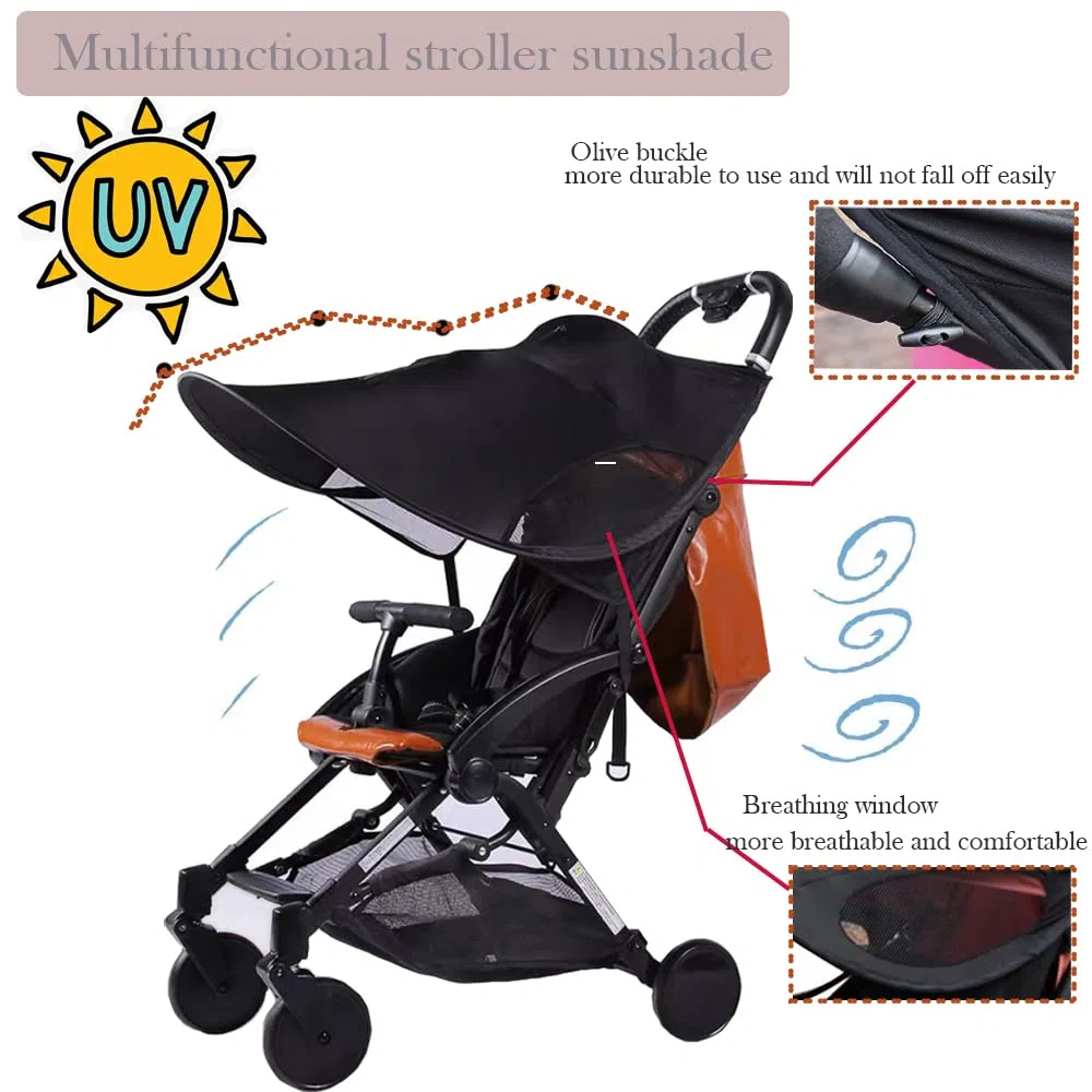 Parasole per passeggino con protezione UV 50+, universale, regolabile, impermeabile, protezione solare per passeggini, passeggini, passeggini, tettuccio parasole