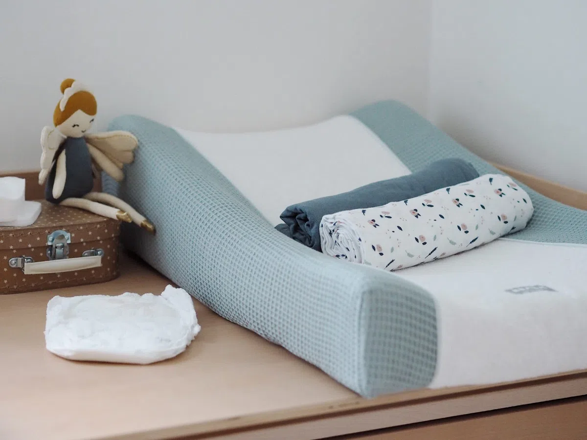 BÉABA Fodera per Materassino Fasciatoio Sofalange, 100% Cotone Biologico, Tessuto a Spugna, Lavabile in Lavatrice, Made in France, Tessuti Certificati Oekotex, Blu