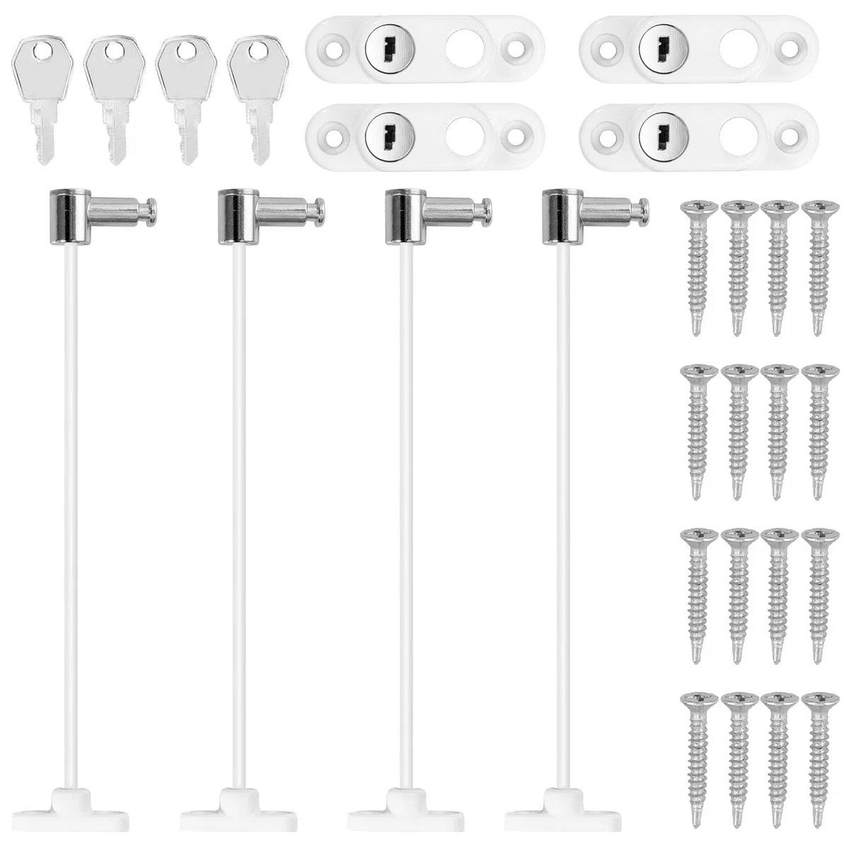 Neoteck 4PCS Cavo Limitatore di Apertura Porta e Finestra UPVC con Blocco Serratura di Sicurezza per Bambini Sicurezza di Finestra Include con Chiavi e Viti