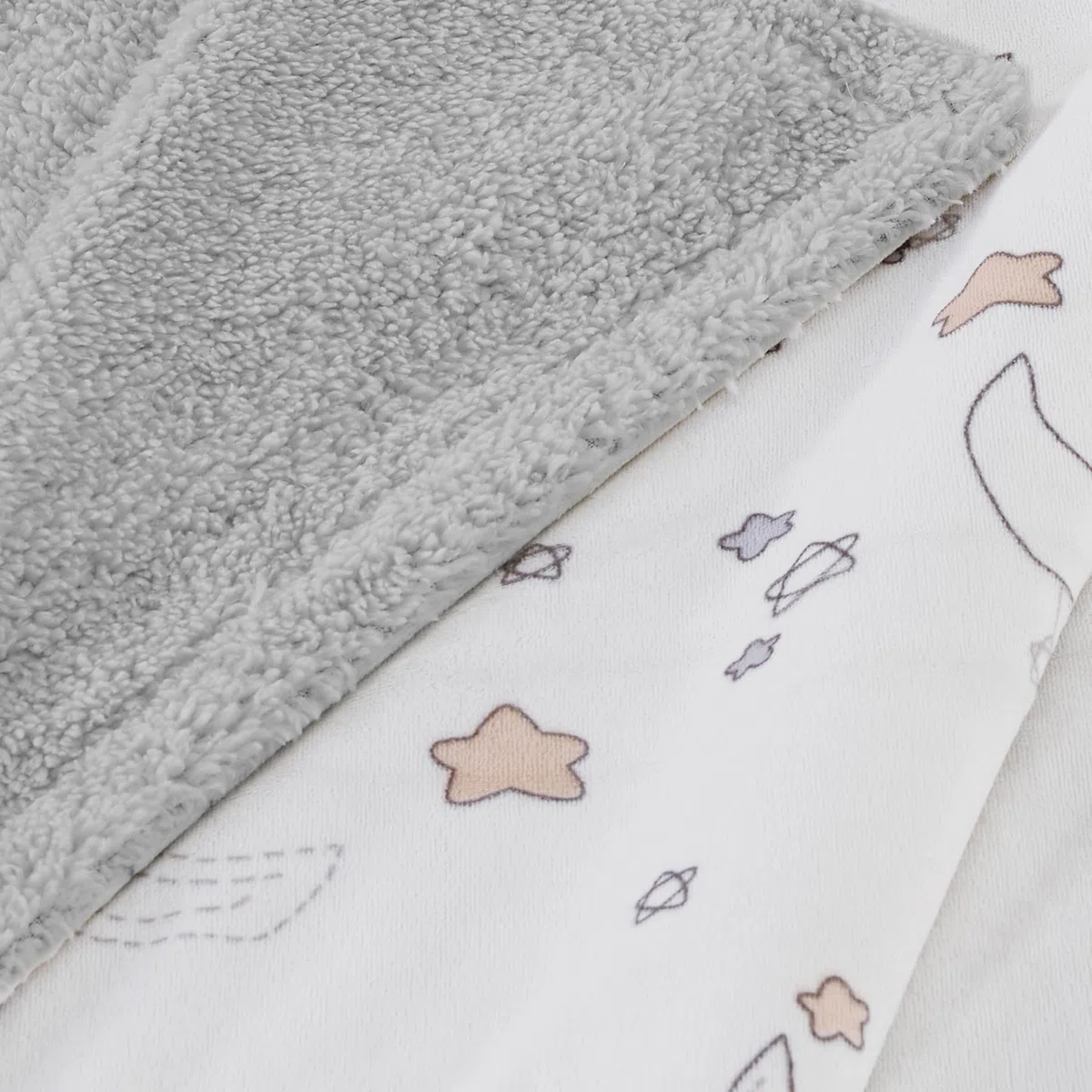 CREVENT 2 pezzi di coperte 75cmX100cm, morbide e calde, per neonati e bambini piccoli, per lettino, culla, passeggino - Nuvola grigia + Notte in pelliccia di visone