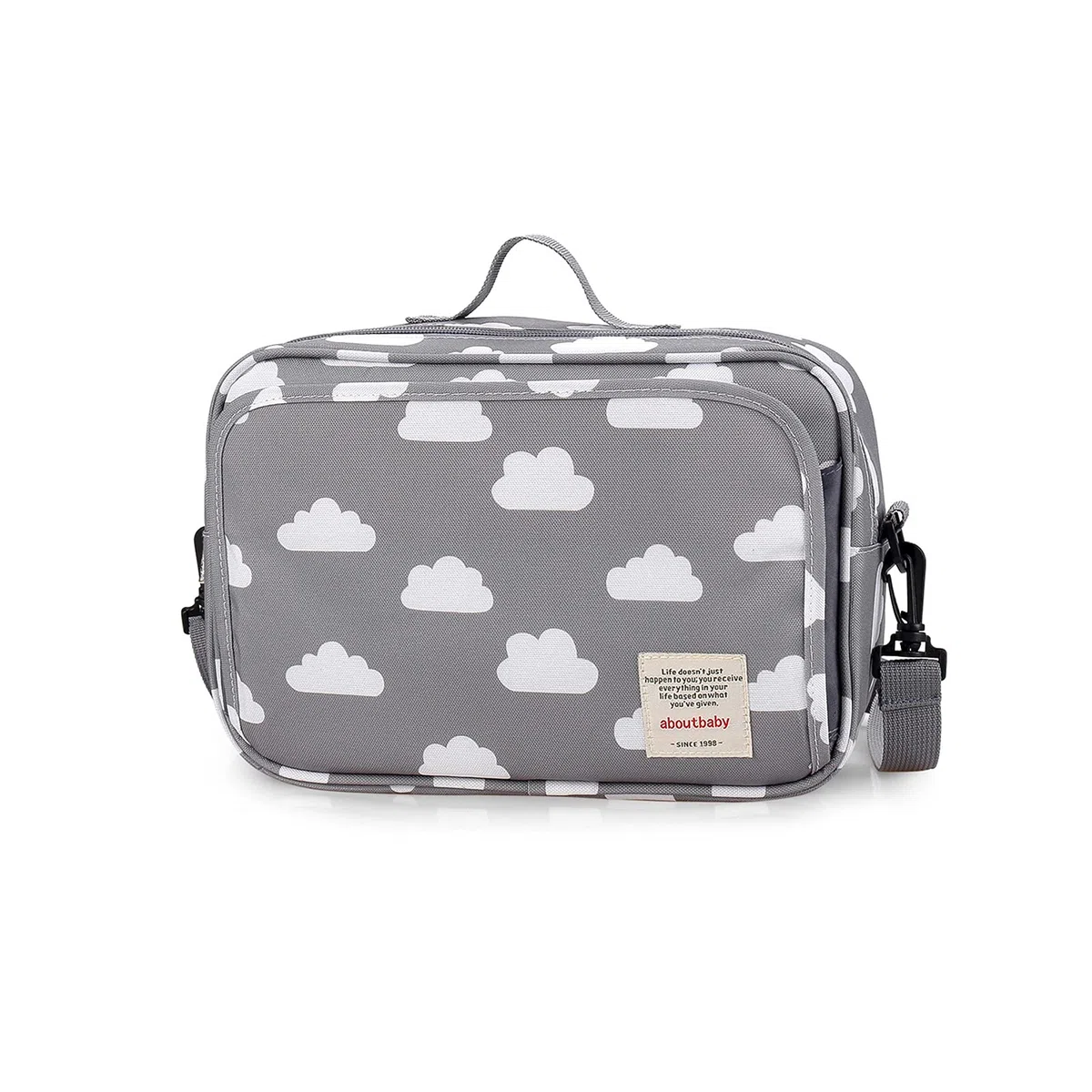 SONARIN Borsa Organizer per tutti i passeggini, Organizzatore Universale con portabicchieri, 2 ganci per carrozzina, usato come borsa da trasporto (Nube)