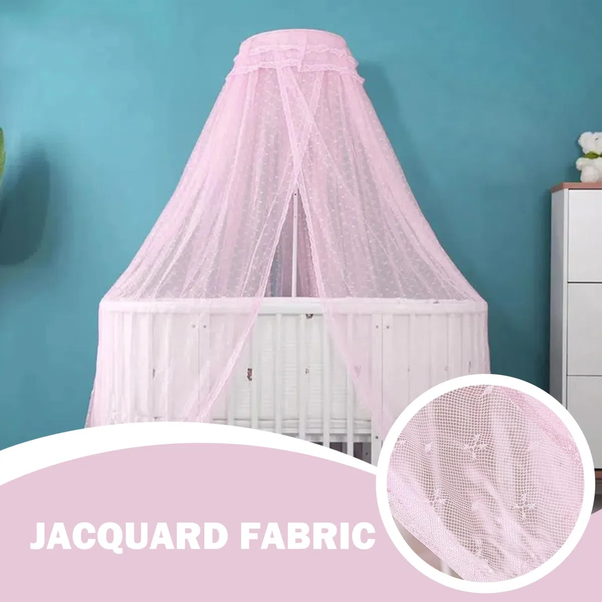 NIDONE Canopiale, tettoia traspirante in maglia fine baby -baldacchino, tenda per culla a pattern jacquard, rete di zanzare per la circonferenza di 16, 4 piedi letto per bambini