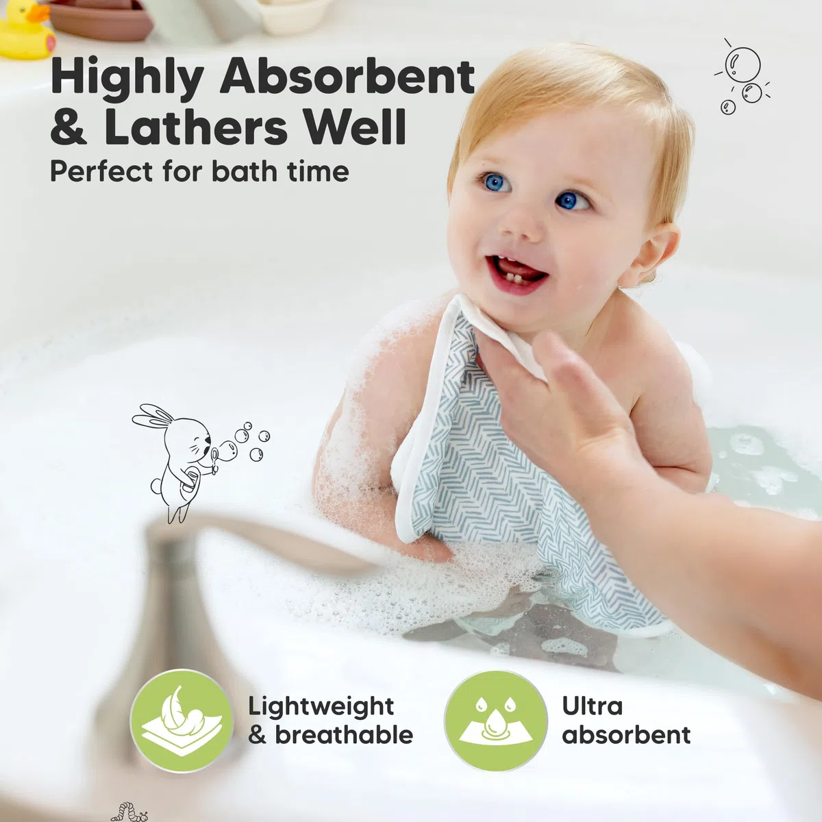6pk Salviette bebè cotone per neonati - Salviette in mussola di cotone bio morbide per maschi, femmine, neonati, asciugamani bimbi, assorbenti e delicate per pelle sensibile (Nordic)