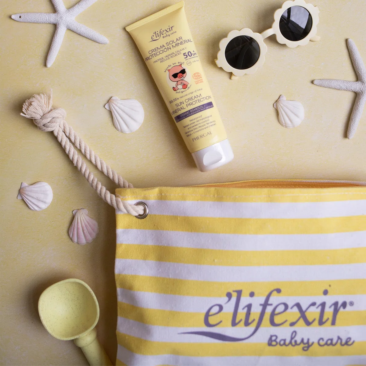 Elifexir Baby Care - Crema Solare Minerale Bambini e Neonati | Protettore Solare UVA/UVB/IR-A SPF 50+ | Filtri 100% Minerali | 99% Ingredienti Naturali | Resistente all'Acqua | Viso e Corpo | 100 ml