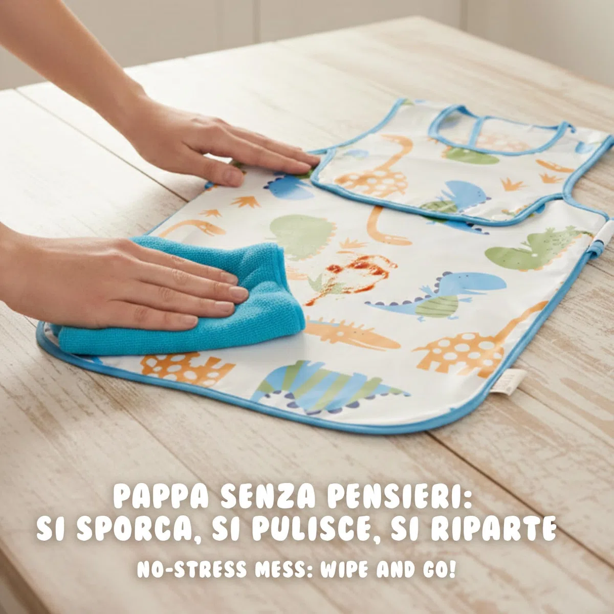 PERLETTI Bavaglini Impermeabili Bambini con Tasca Silicone Raccoglipappa Staccabile - Bavaglino Svezzamento Senza Maniche - Grembiule Pappa Bavaglia Bambino Bambina Lavabile Riutilizzabile