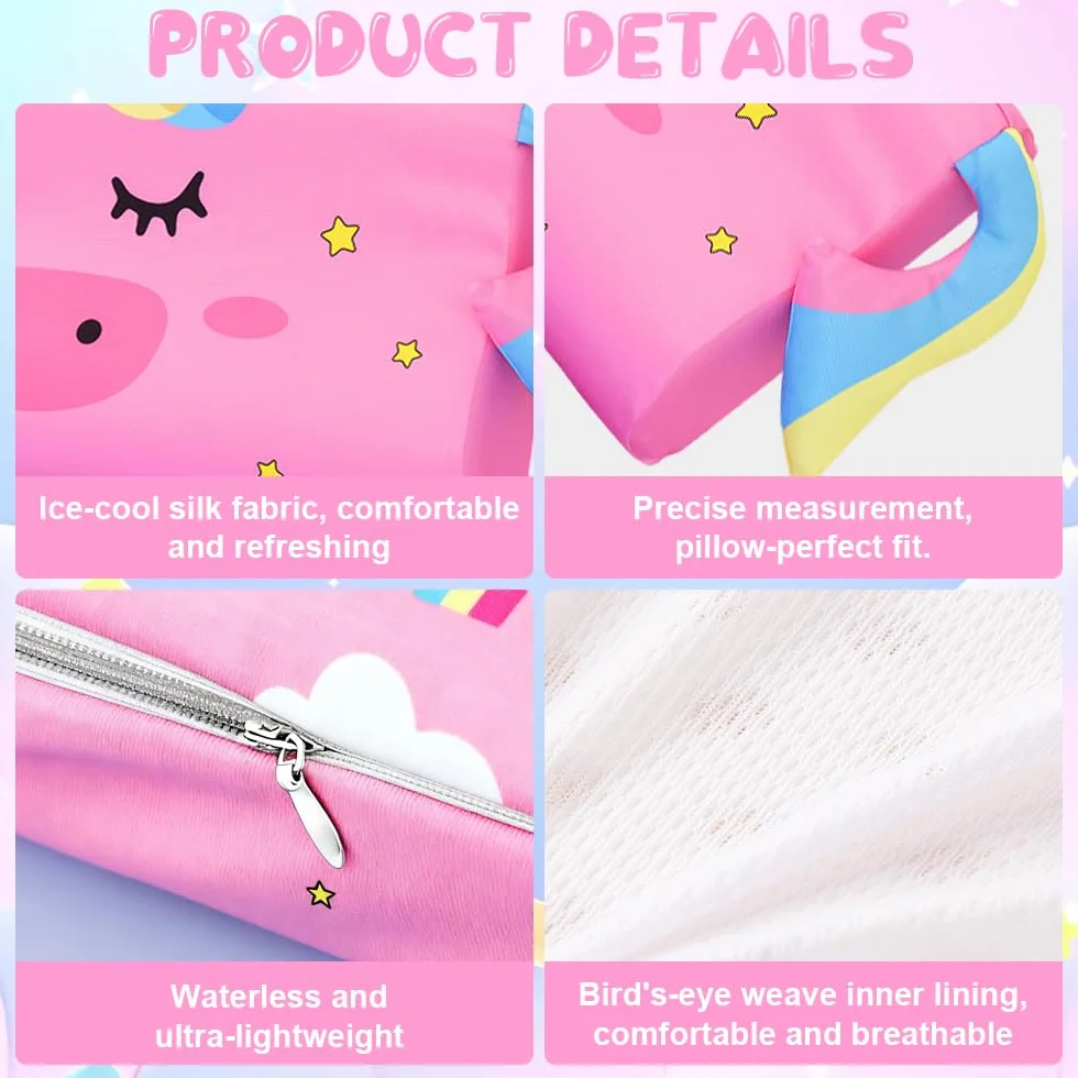 Cuscino Memory Foam Bambini, 45 x 27 cm Cuscino per Bambini 3 Anni, Motivo Leone Cuscinobambini, Ergonomico Cuscinobambino 2 Anni, Cuscinoperbambini con Federa (Unicorno)