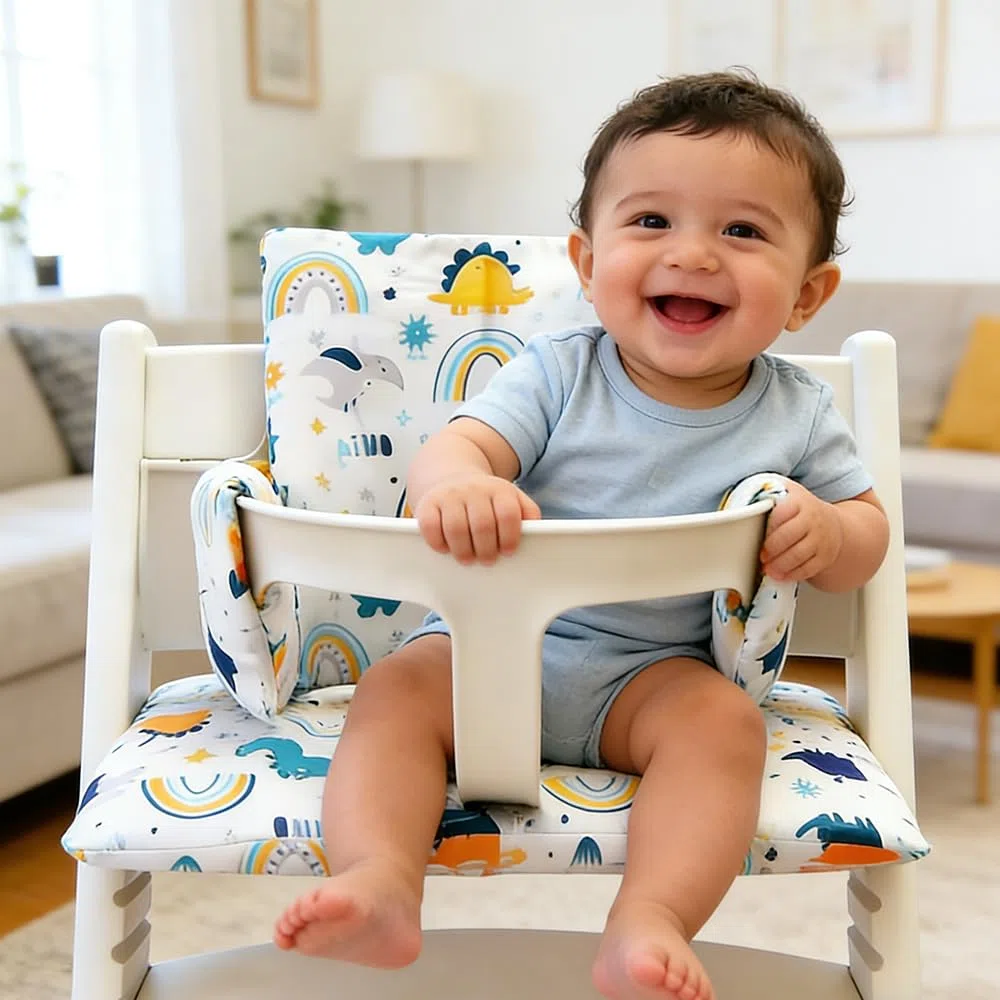 Cuscini per Seggiolone Tripp Trapp Stokke, ADDLIVE 2 Metodi di Installazione, Sfoderabili e Lavabili, Fissati con Velcro, (Regno dei dinosauri)
