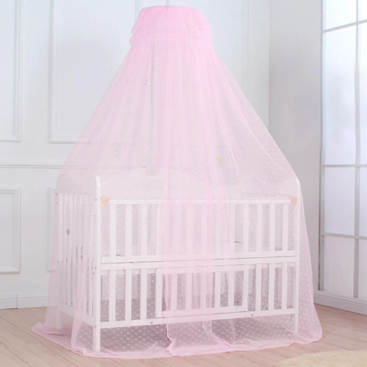 NIDONE Canopiale, tettoia traspirante in maglia fine baby -baldacchino, tenda per culla a pattern jacquard, rete di zanzare per la circonferenza di 16, 4 piedi letto per bambini