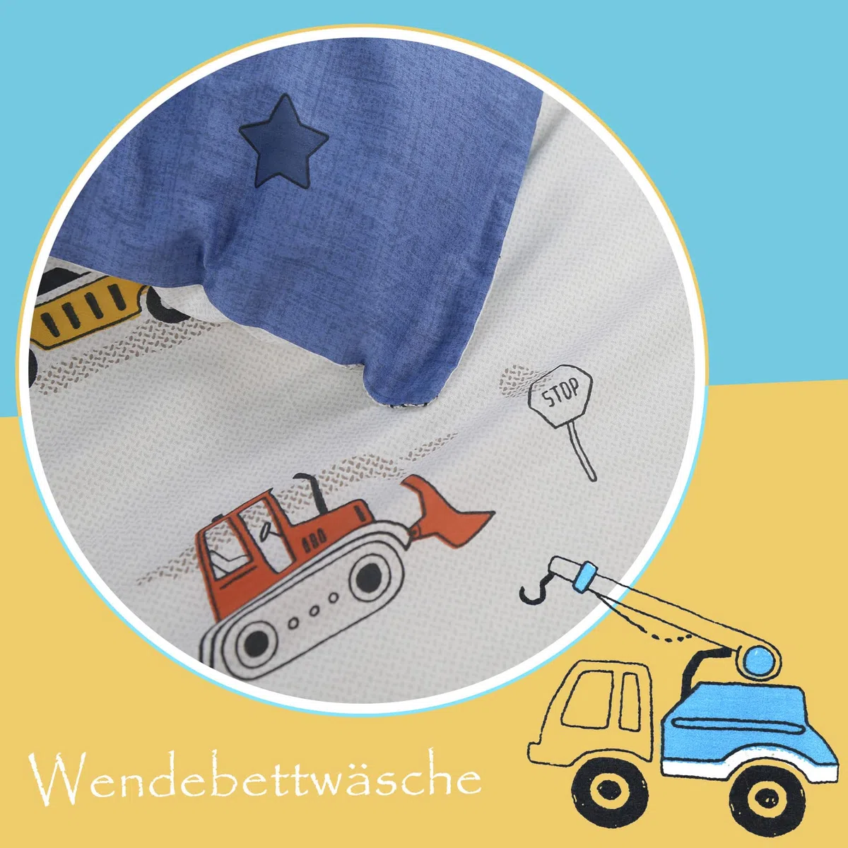 KEAYOO Biancheria da Letto per Bambini,100% Cotone, Copripiumino 100 x 135CM+Federa 60 x 40CM